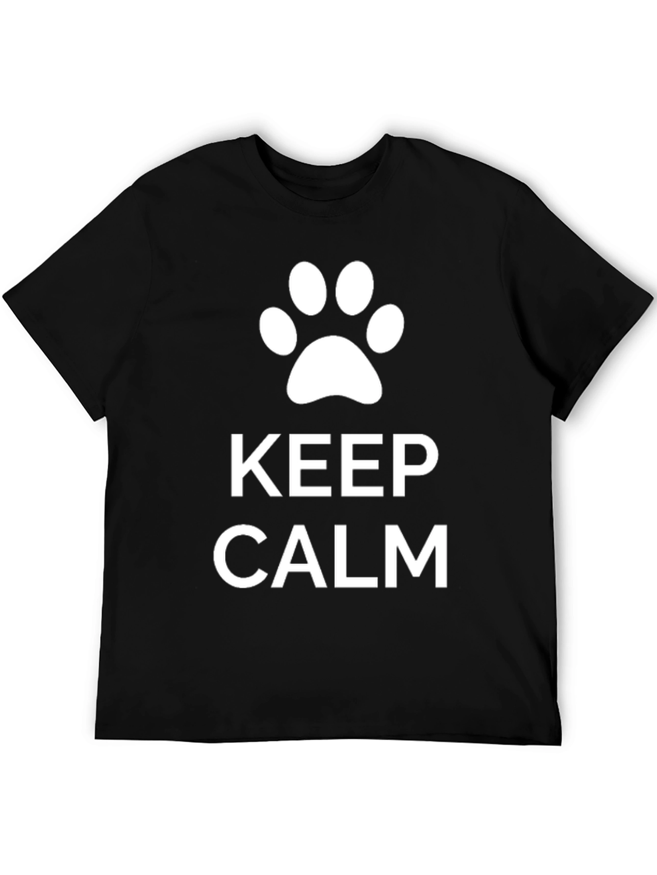 Black Keep Calm Dog Paw T-Shirt - Black Cotton Blend view 5
