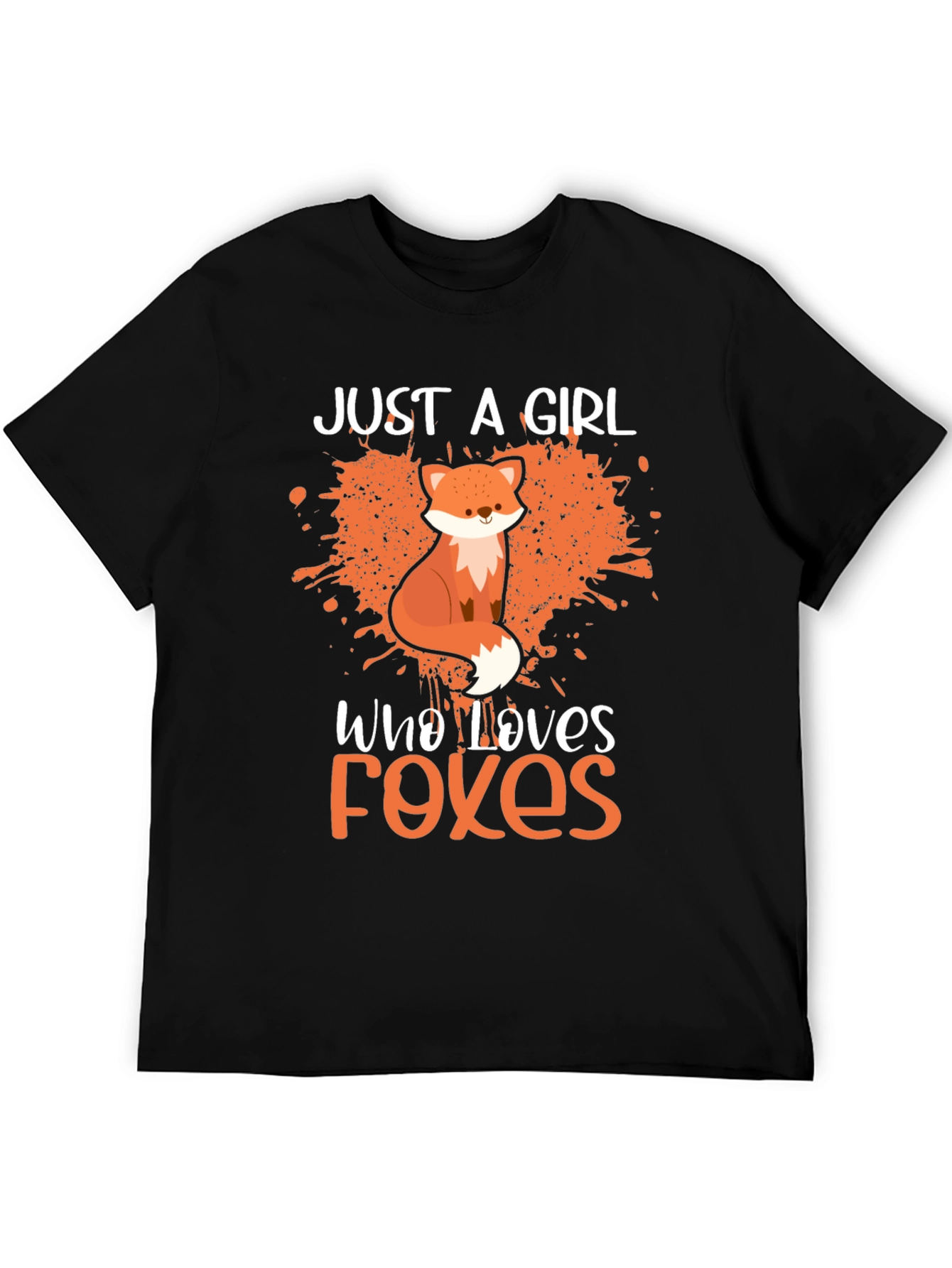 Black Just a Girl Who Loves Foxes T-Shirt - Novelty Tee view 5