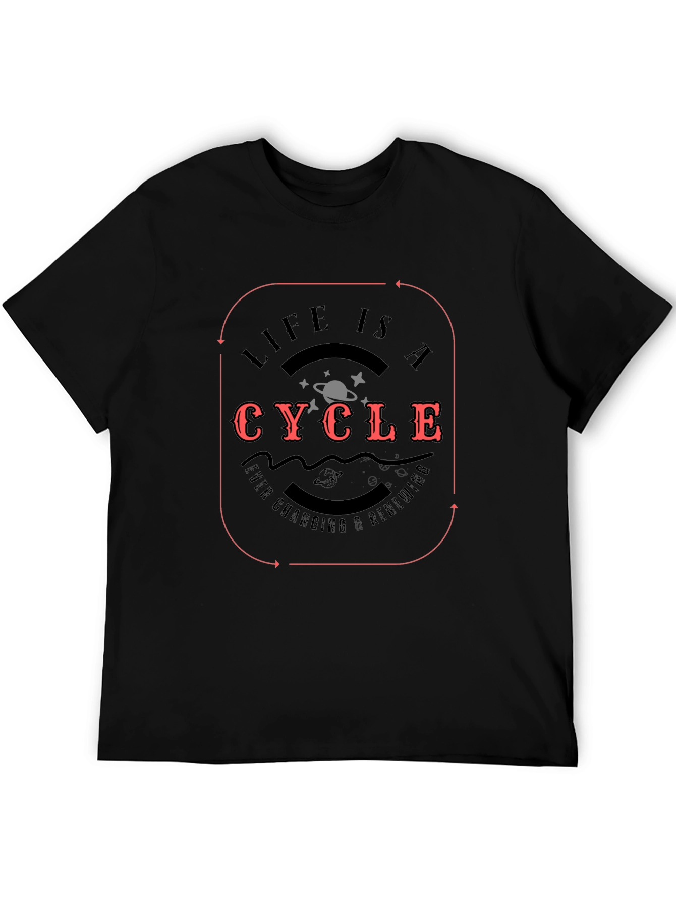 Black Life is a Cycle Graphic T-Shirt - Black Cotton Blend view 5