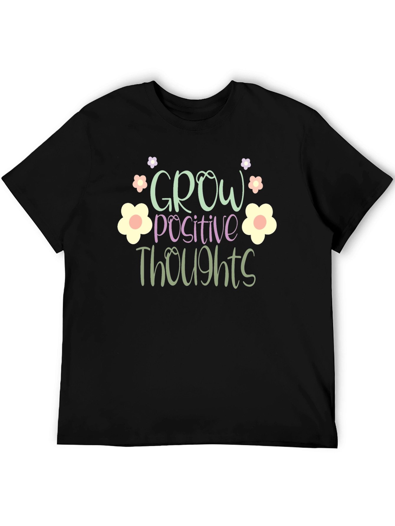 Black Grow Positive Thoughts Graphic Tee view 5