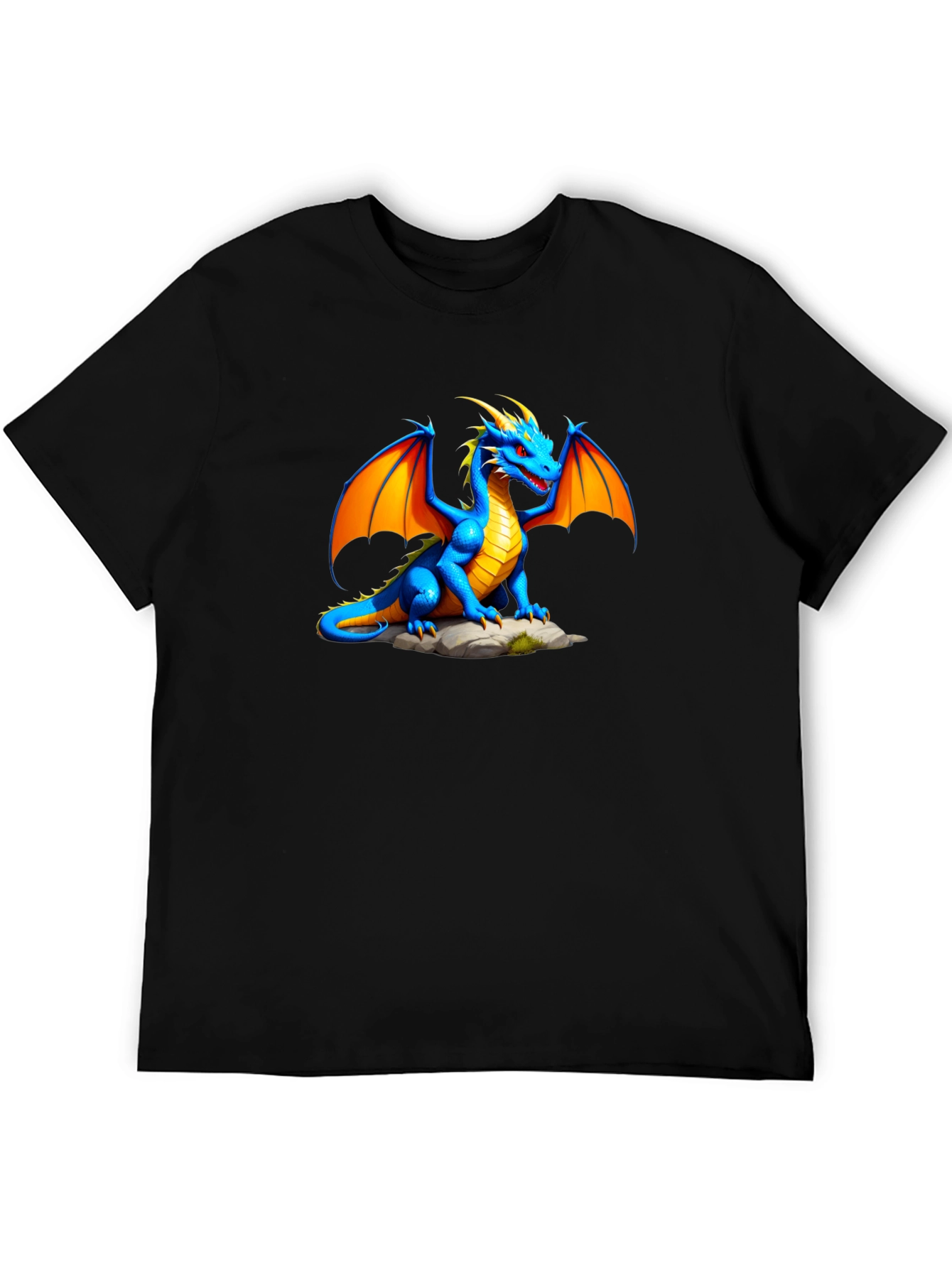 Black Blue Dragon Graphic Tee - Fantasy T-Shirt view 5