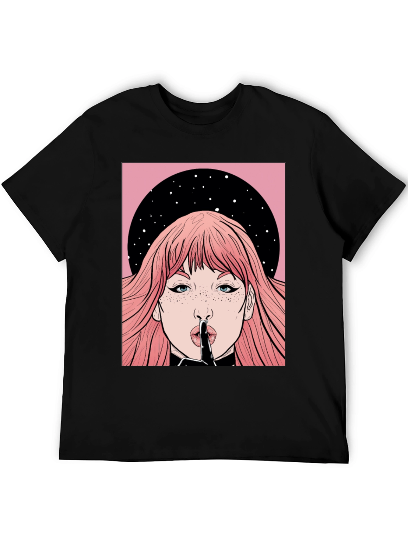 Shhh! Graphic Print Unisex Black T-Shirt - 5