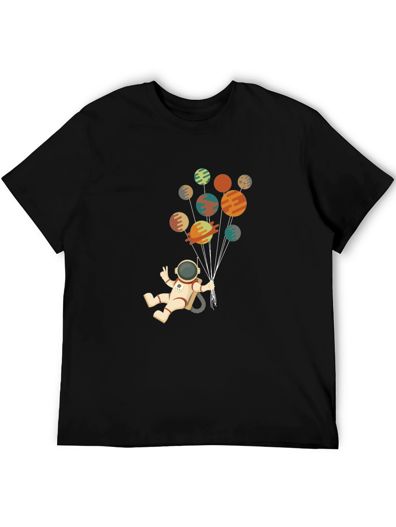 Black Astronaut Planets Graphic Tee - Black Cotton Blend view 5