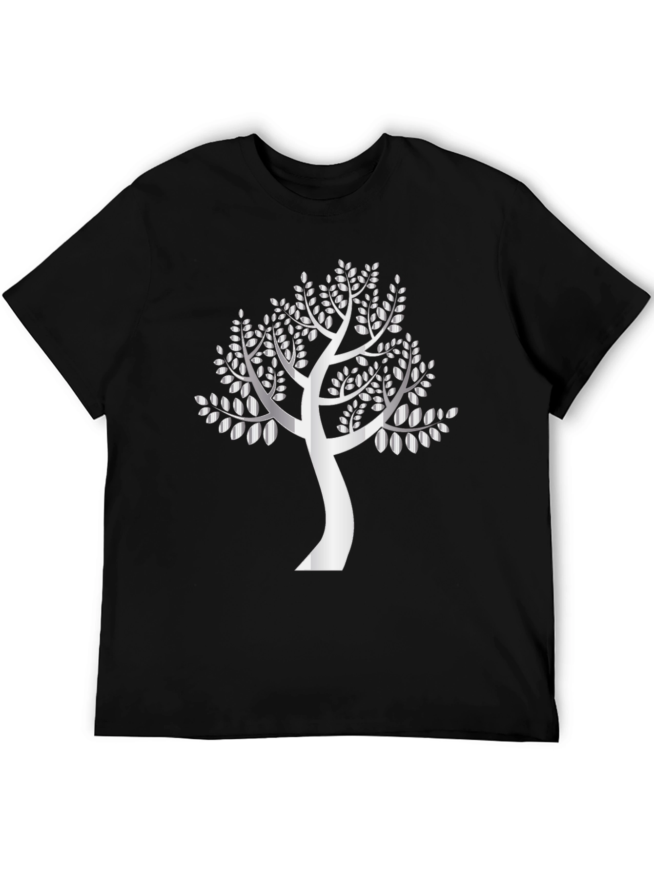 Black Silver Tree Graphic Black T-Shirt view 5