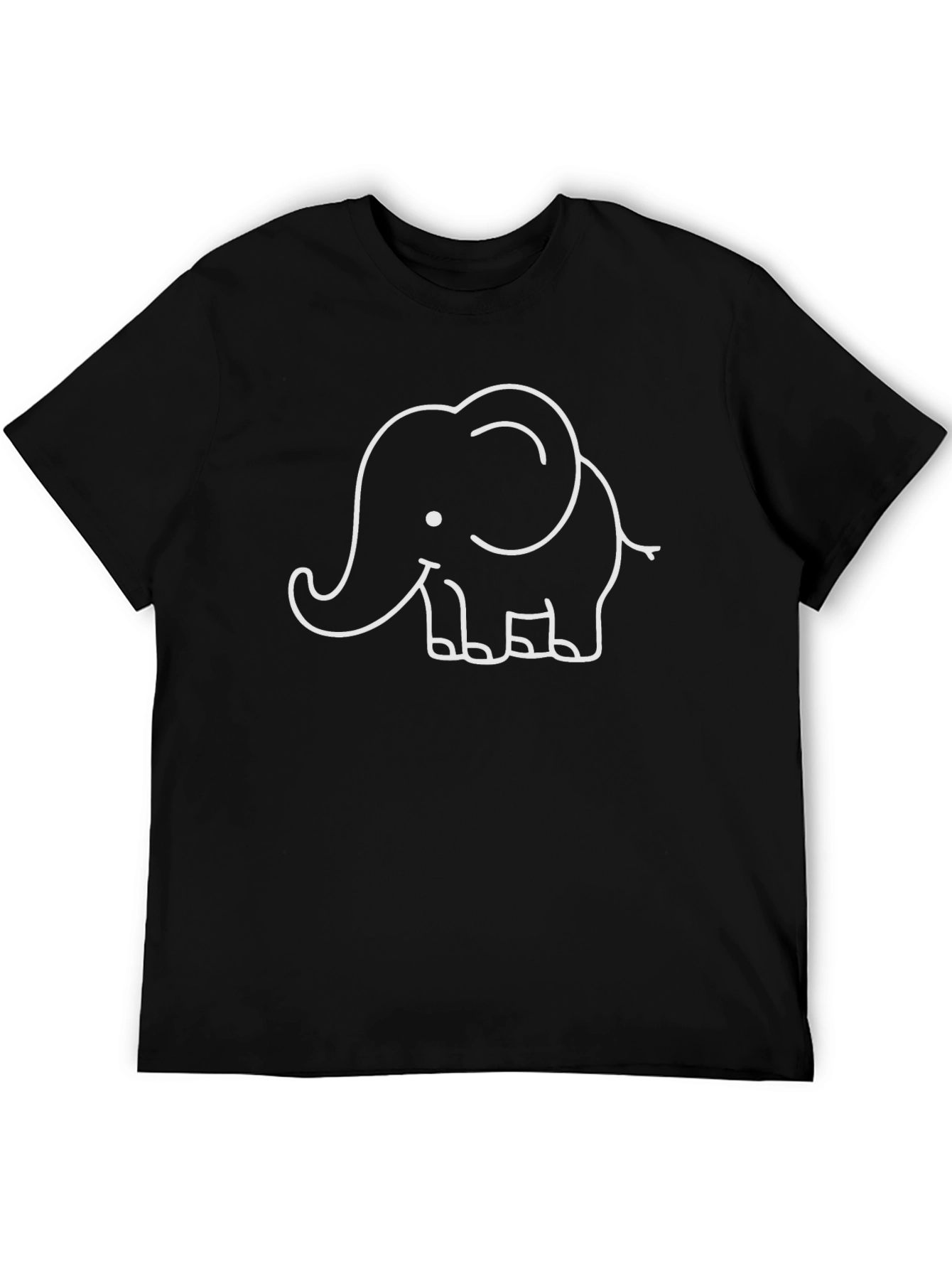 Black Cute Elephant Graphic T-Shirt - Black Cotton Tee view 5