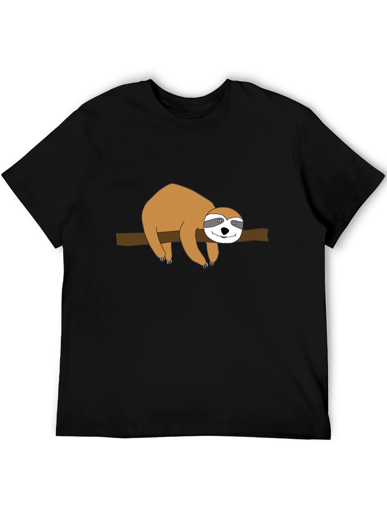 Black Sloth on Branch Graphic Tee - Black Cotton T-Shirt view 5