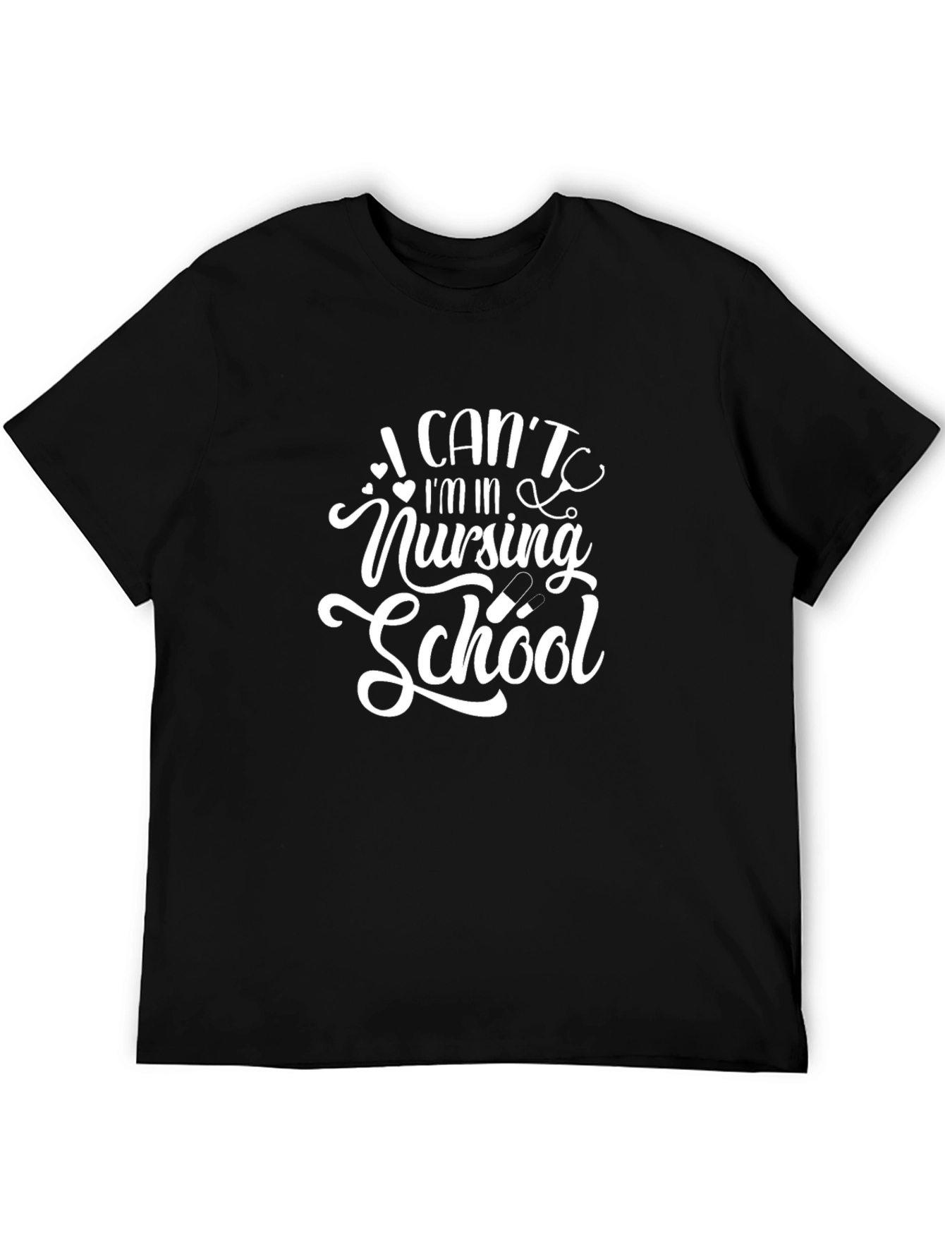 Black Nursing School T-Shirt - Black Short Sleeve Crew Neck Tee view 5