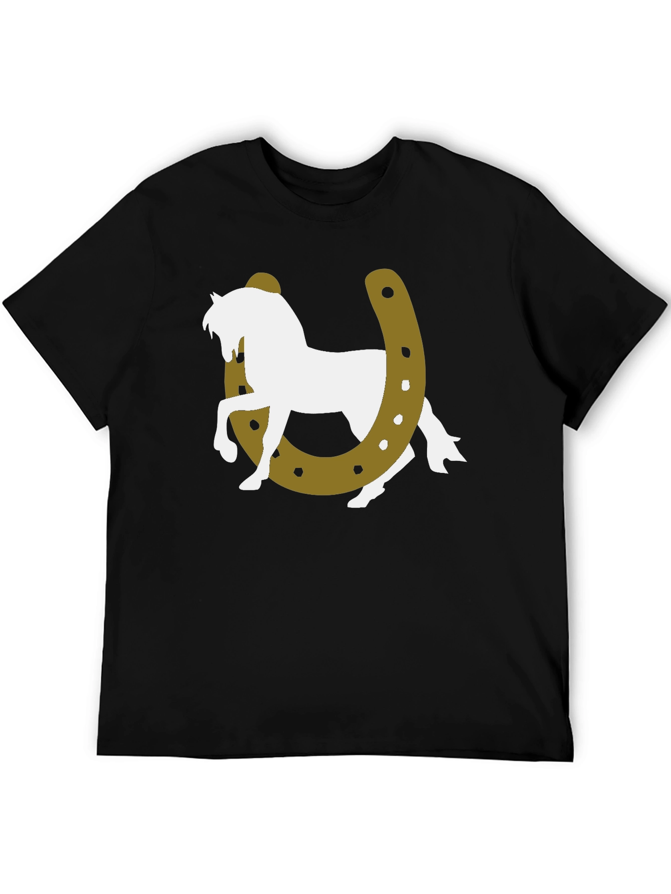 Black Lucky Horse Graphic Tee - Black Cotton T-Shirt view 5