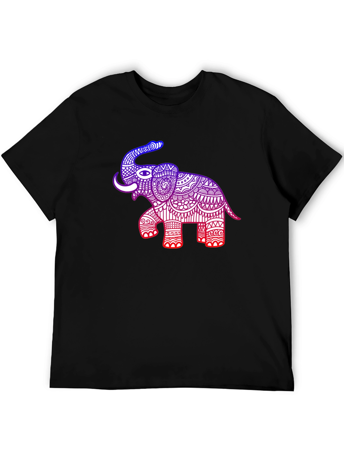 Black Elephant Graphic Tee - Black Cotton Blend Casual Shirt view 5
