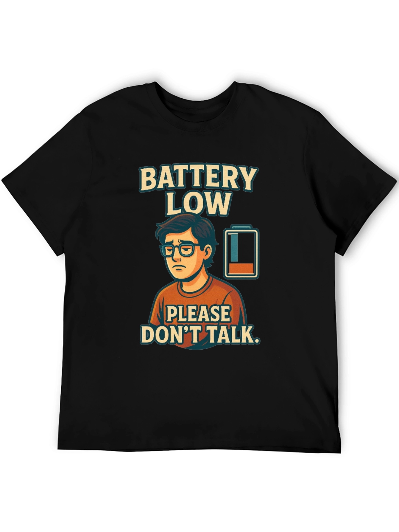 Black Battery Low Funny Graphic T-Shirt view 5