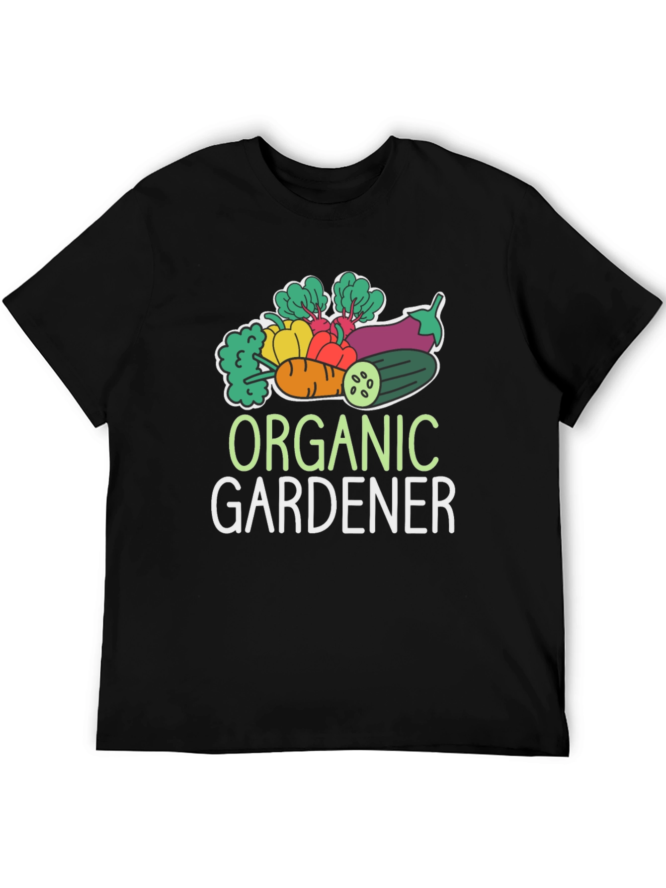 Organic Gardener T-Shirt - Black, Vegetable Design - 5