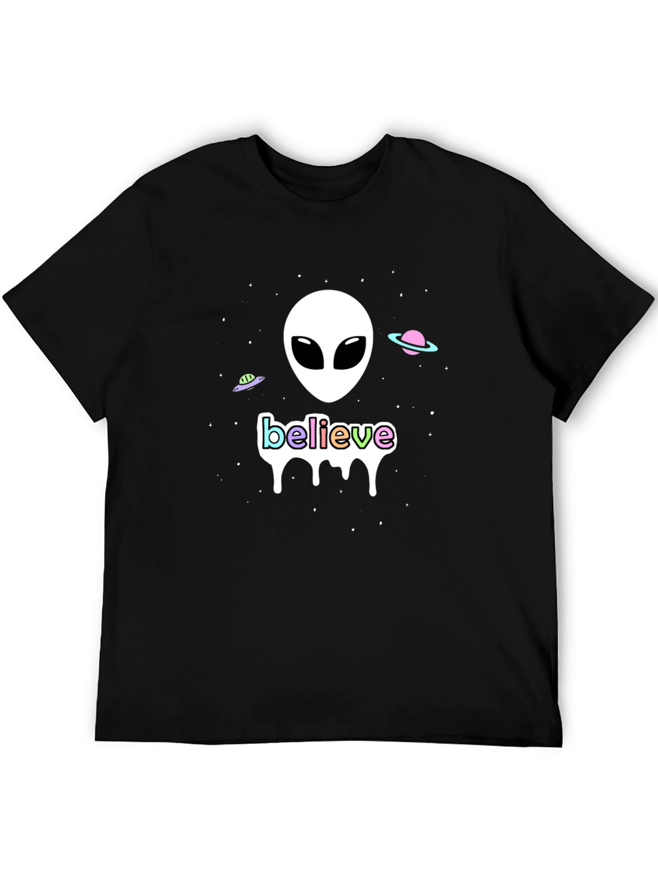 Black Believe Alien Graphic Tee - Men's Black T-Shirt view 5
