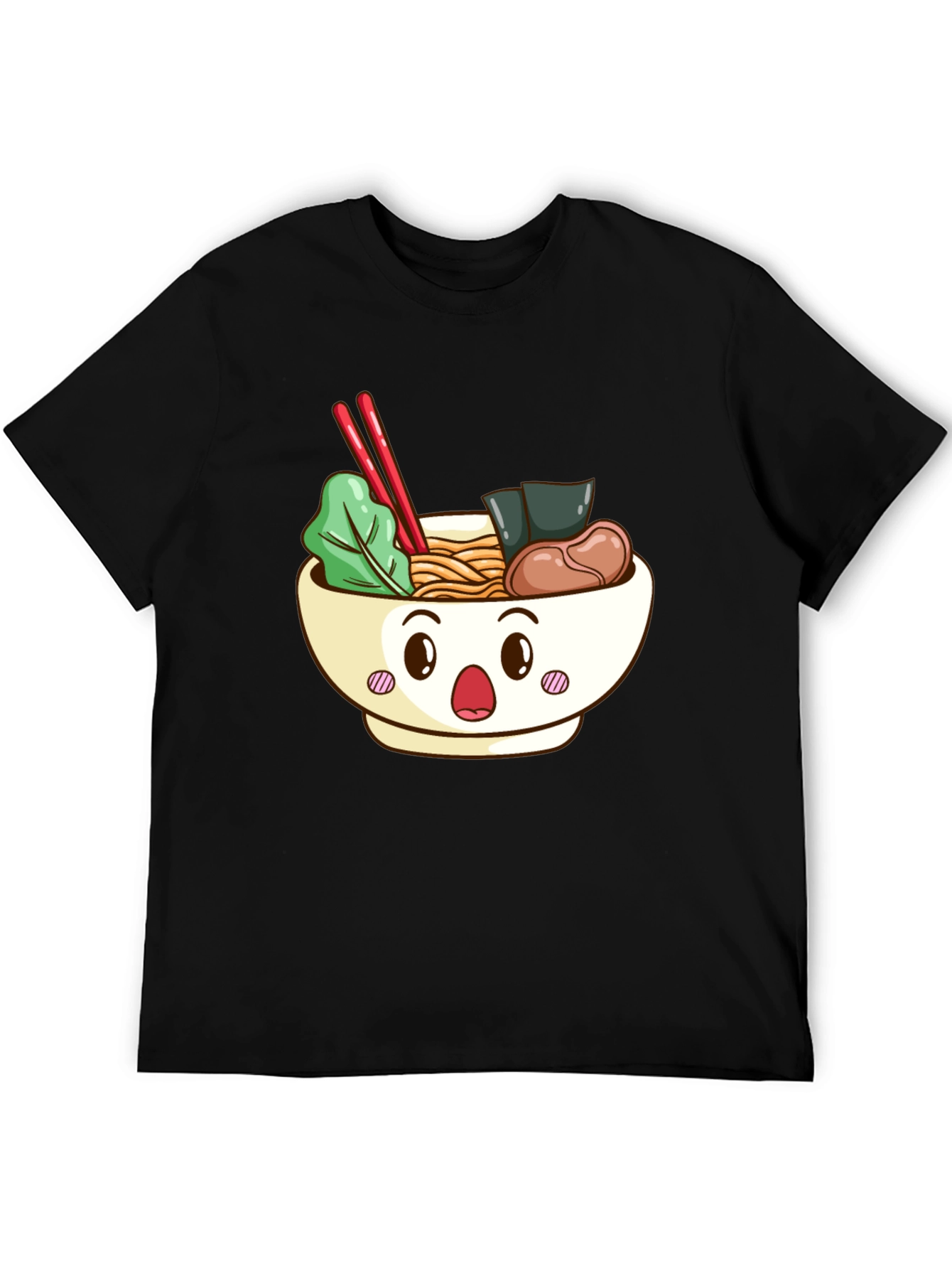 Black Cute Ramen Bowl Graphic T-Shirt - Black view 5