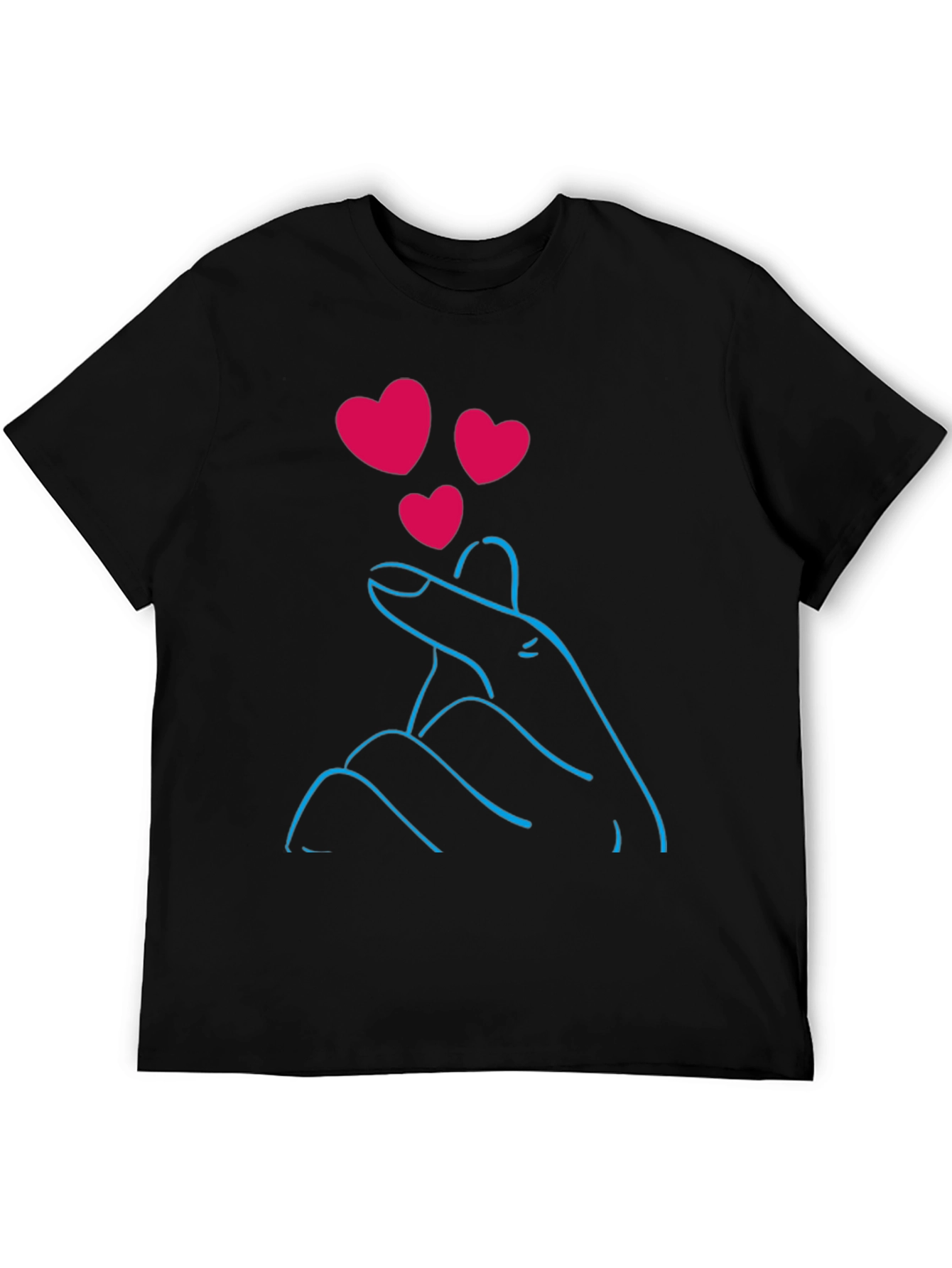 Black Heart Hand Gesture Graphic Tee view 5