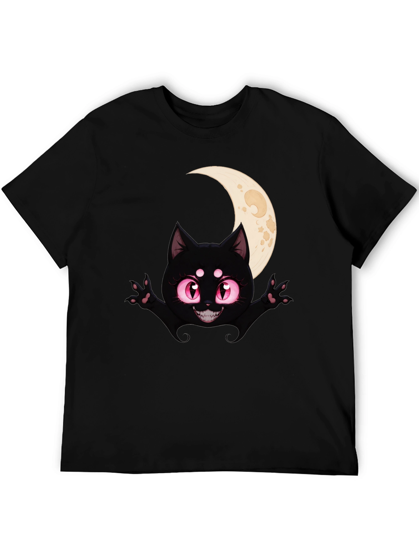 Black Black Cat Moon T-Shirt - Halloween Style view 5