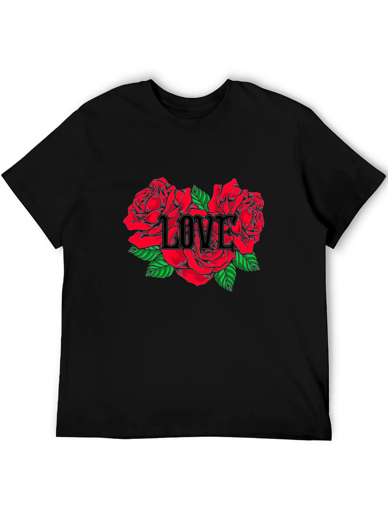 Black Love Roses Black T-Shirt view 5