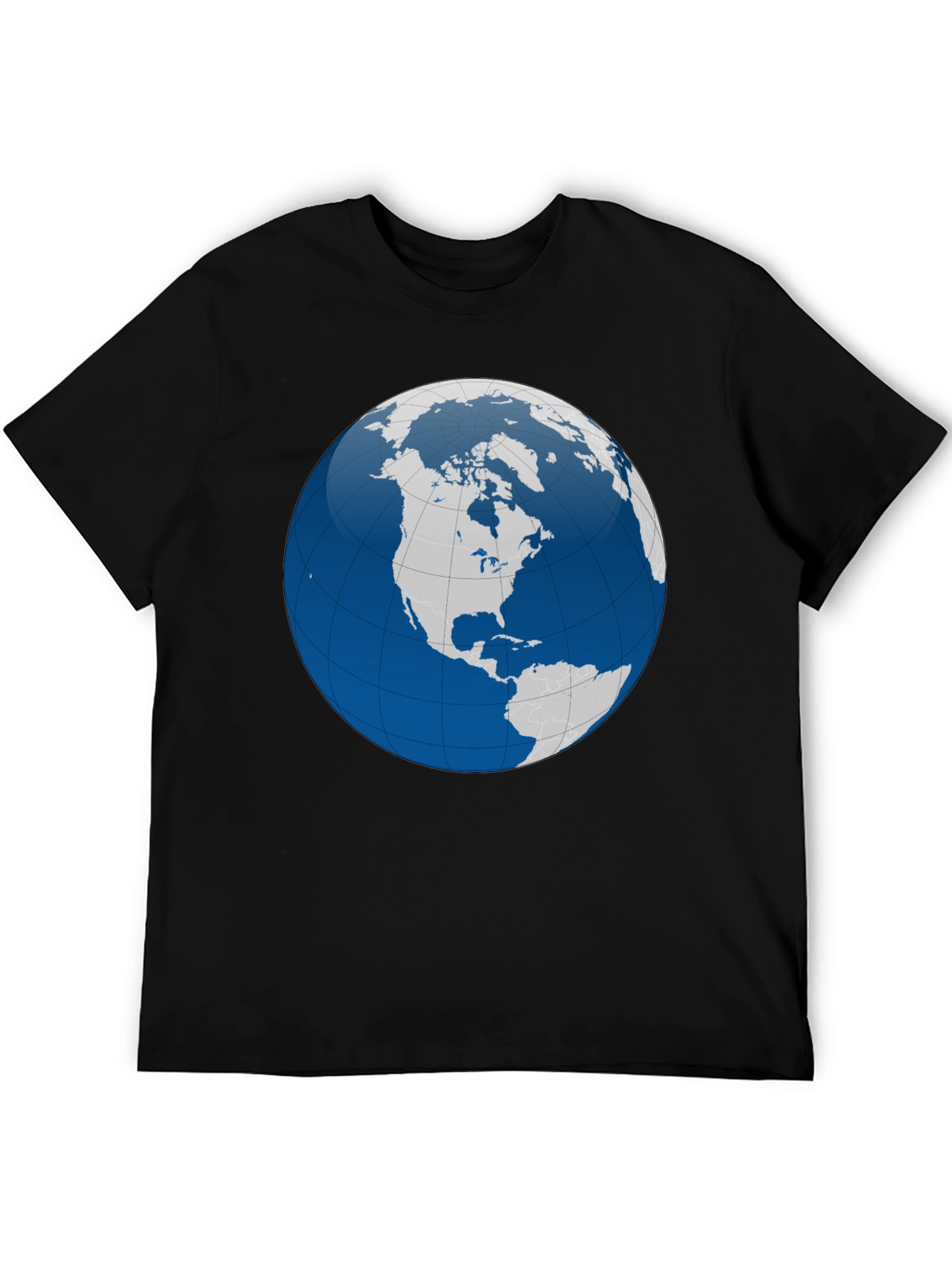 Black Globe Graphic T-Shirt - Black Cotton Tee view 5