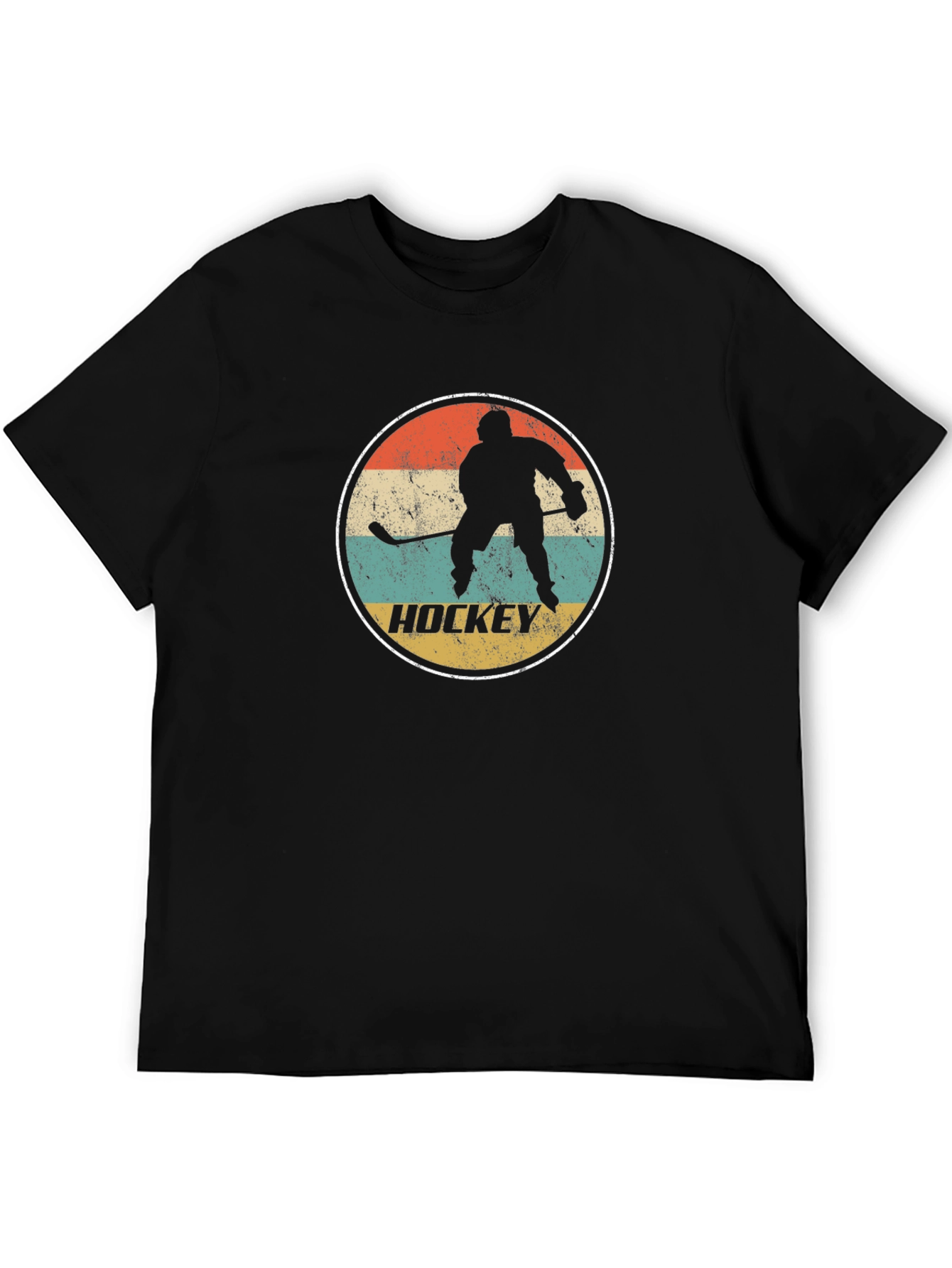 Black Retro Hockey Player Graphic T-Shirt - Black view 5