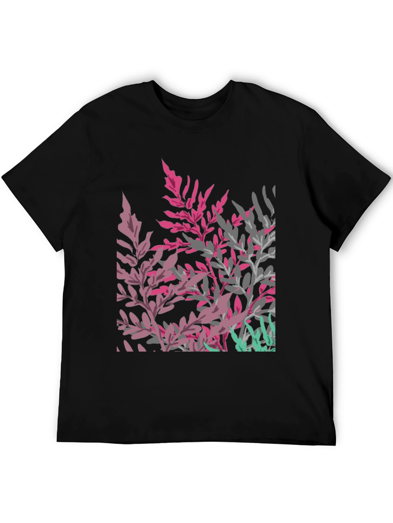 Black Floral Print Black T-Shirt for Men view 5