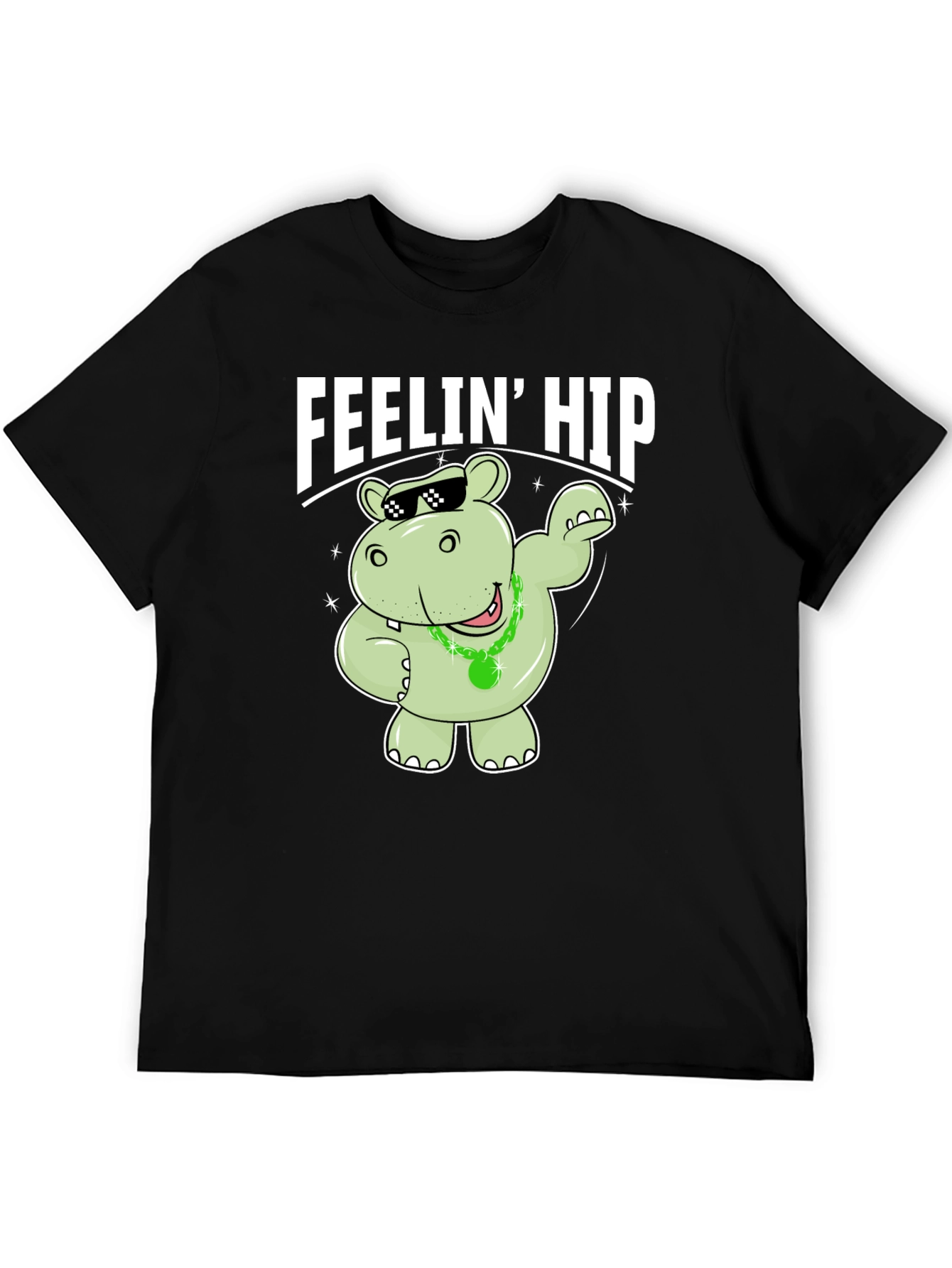 Black Feelin' Hip Hippo T-Shirt - Black view 5