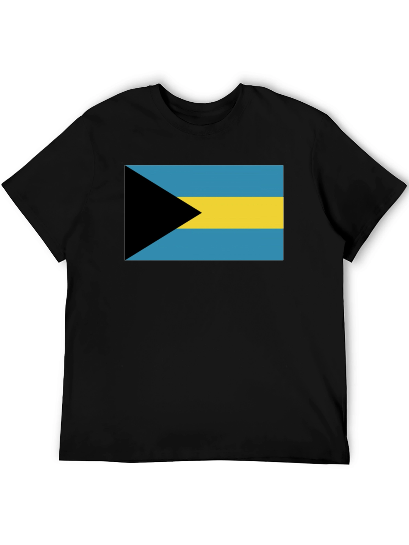 Black Bahamas Flag Graphic Tee - Black Cotton T-Shirt view 5