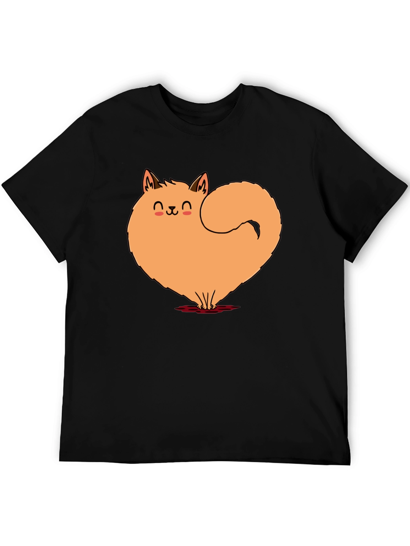 Black Cute Cat Heart Graphic Tee - Soft Black Cotton Shirt view 5