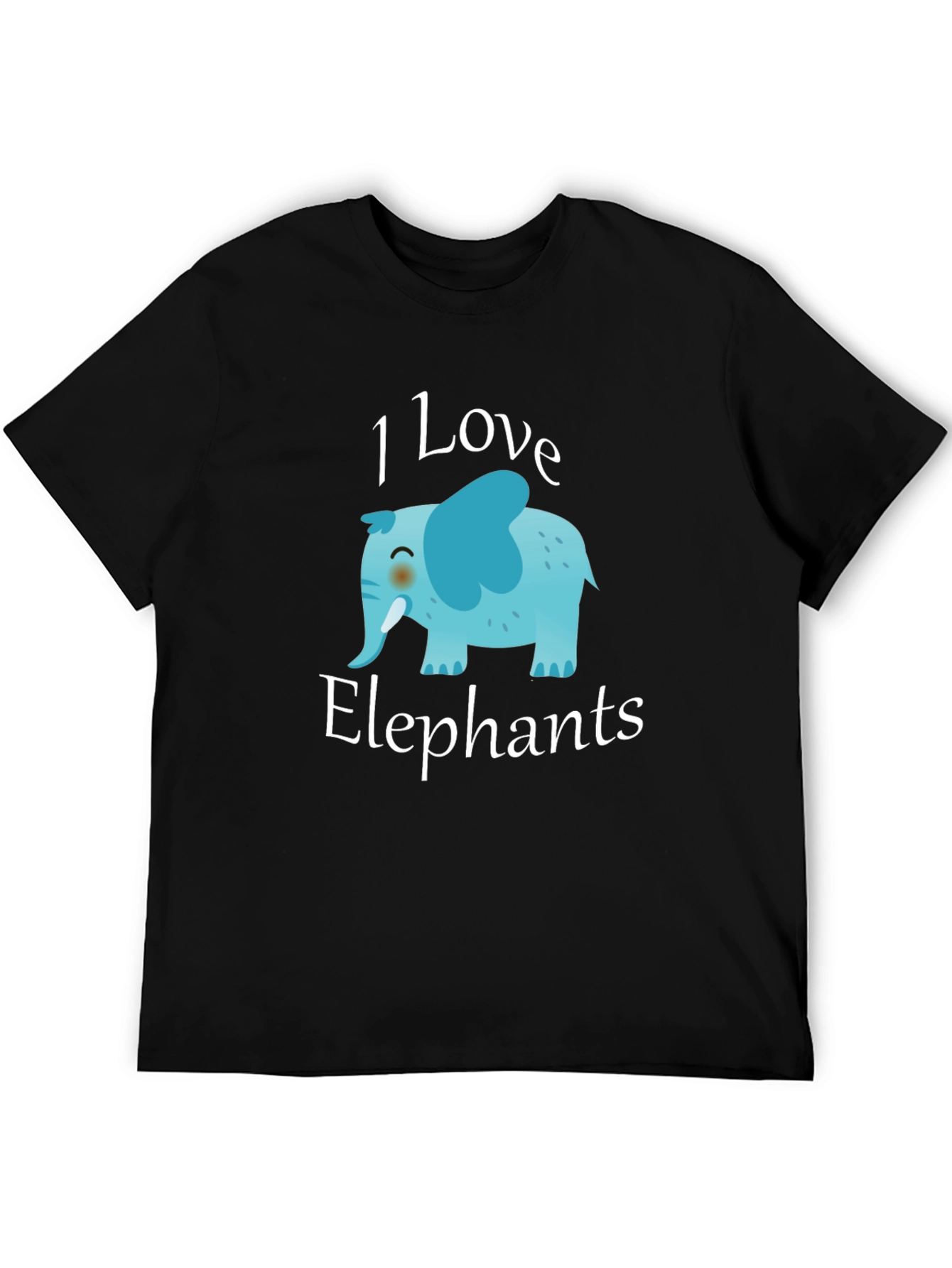 Black I Love Elephants Graphic T-Shirt view 5