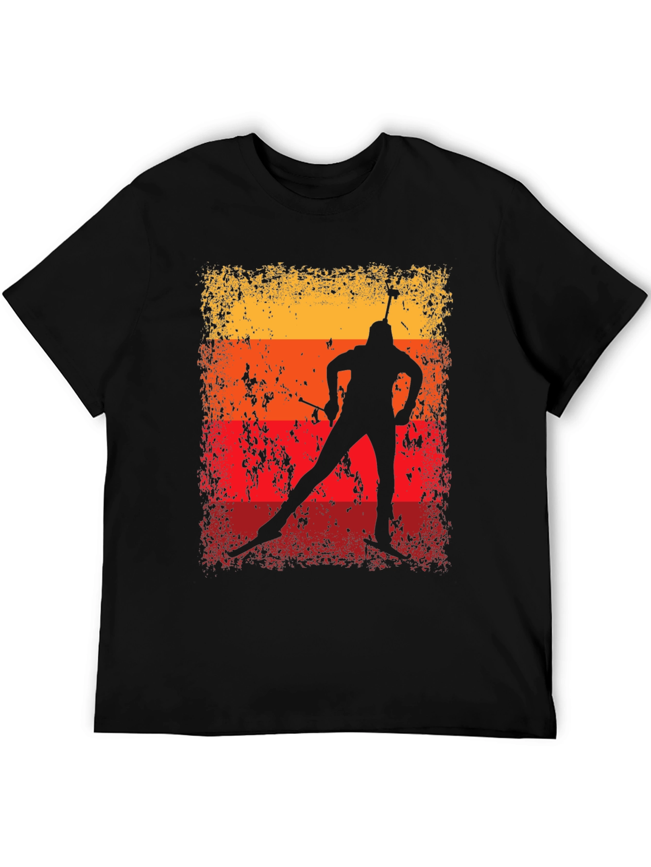 Black Vintage Biathlon T-Shirt - Retro Athlete Design view 5