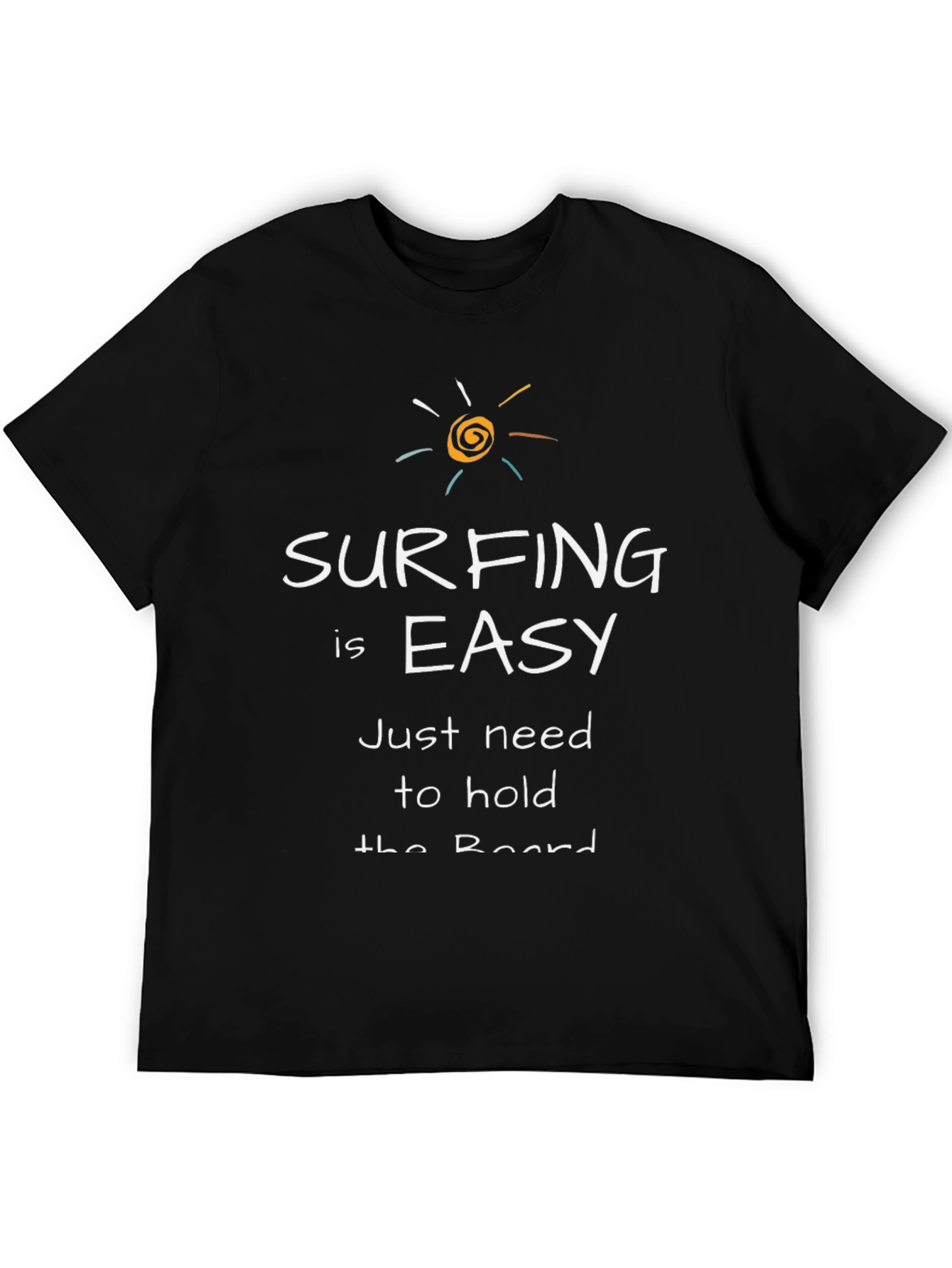 Black Surfing is Easy Graphic T-Shirt - Black Crew Neck view 5