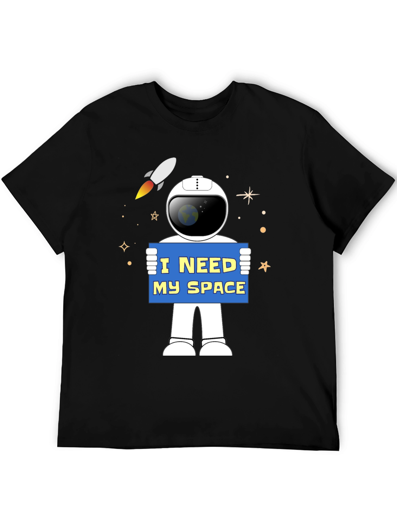 Black I Need My Space Astronaut Graphic T-Shirt view 5