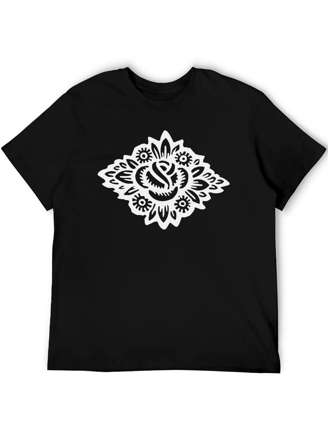 Black Black T-Shirt with Bold Rose Graphic view 5