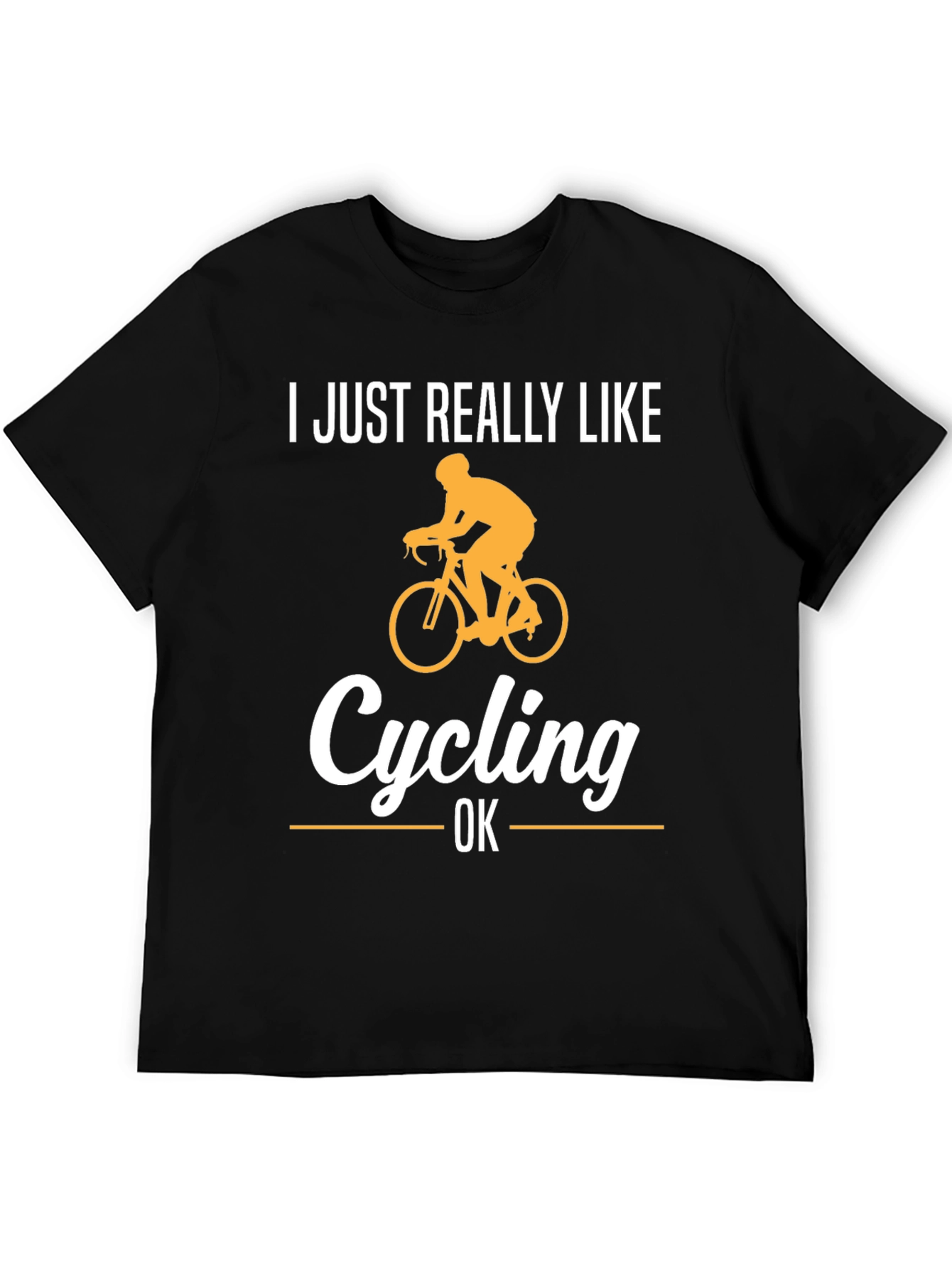 Black Cycling Fan T-Shirt - 'I Just Really Like Cycling' view 5