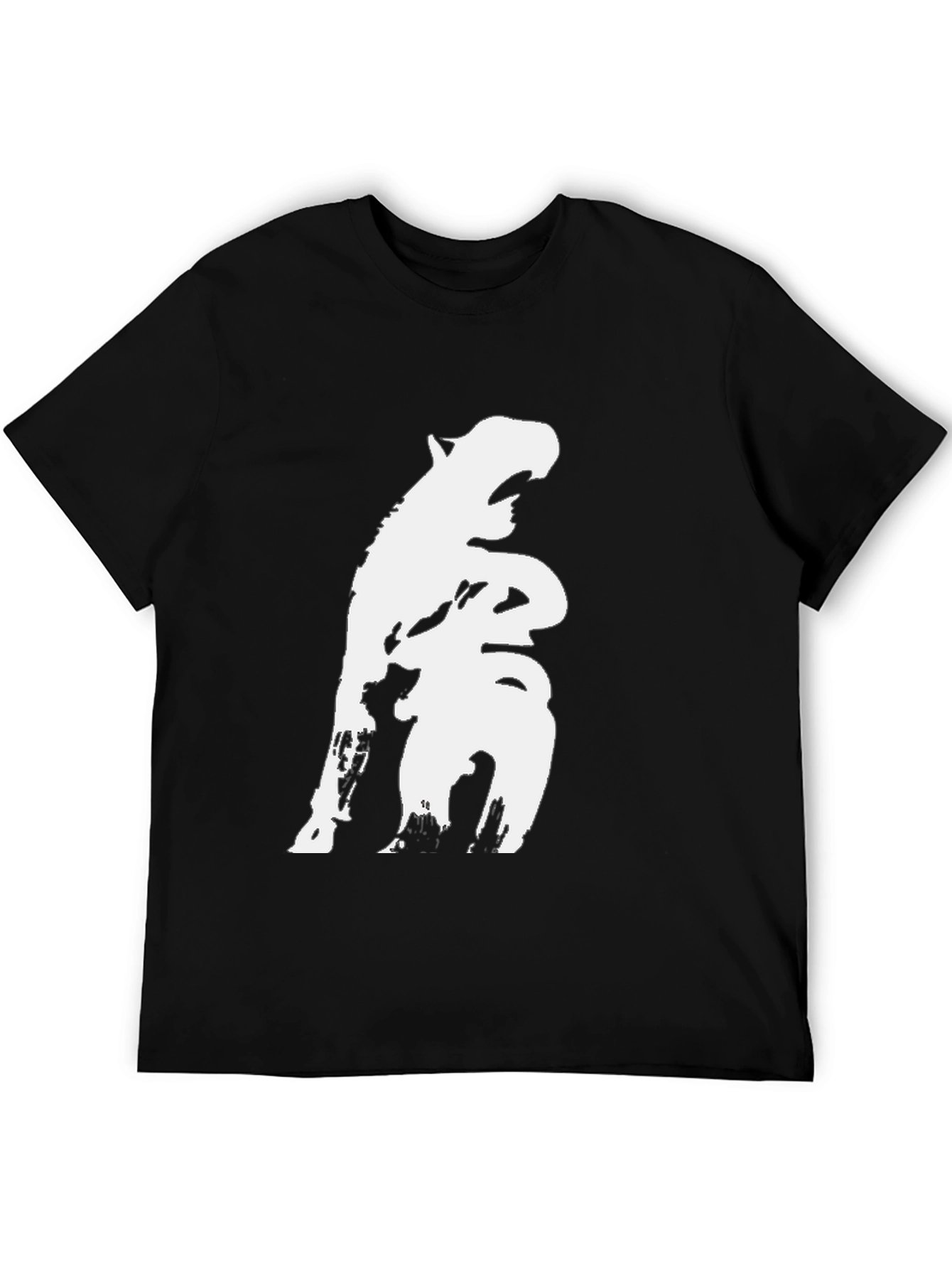 Black Black T-Shirt with White Hippo Design view 5