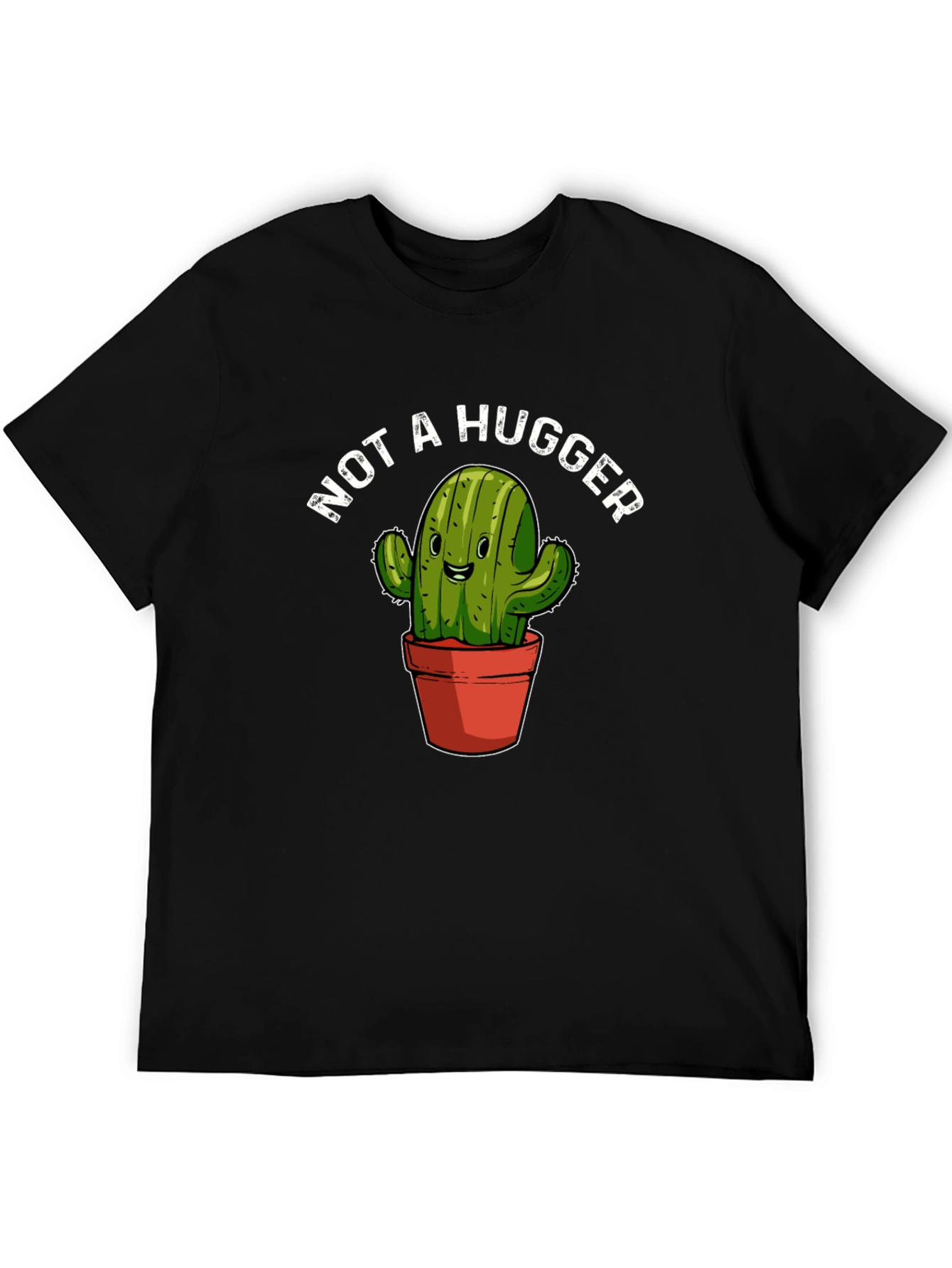 Black Not A Hugger Cactus Graphic T-Shirt view 5