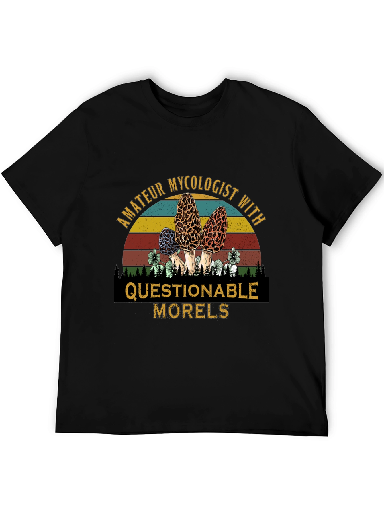 Black Amateur Mycologist Morels Graphic T-Shirt view 5