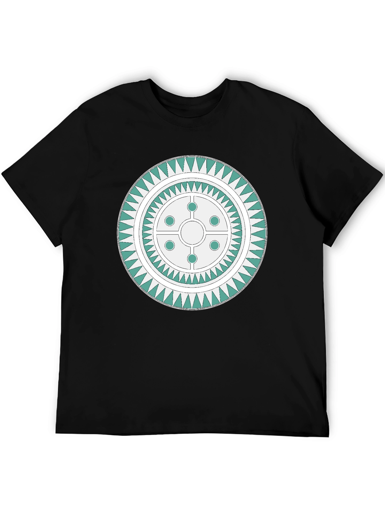 Black Geometric Circle Design Tee view 5