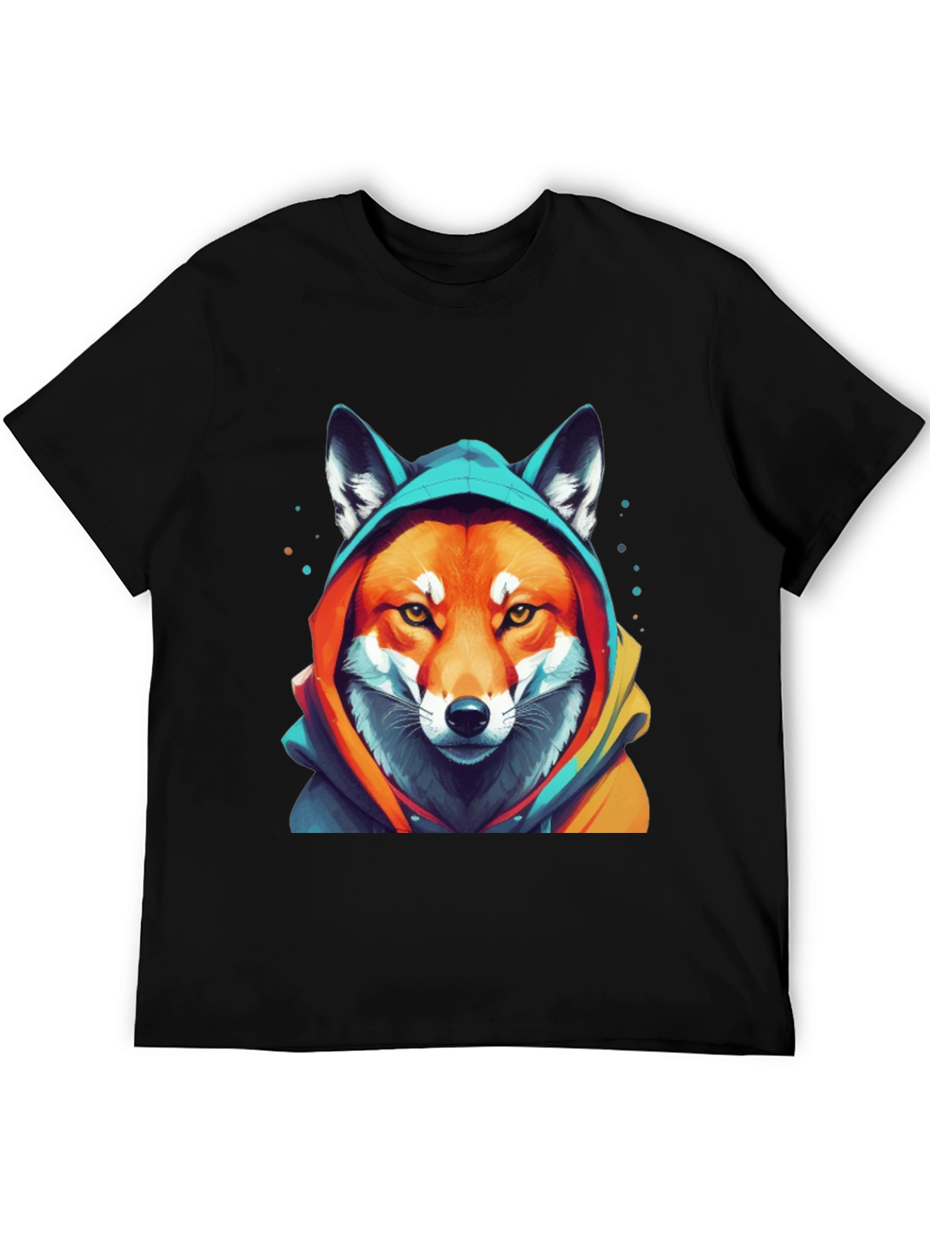 Black Fox in Hoodie Graphic T-Shirt view 5