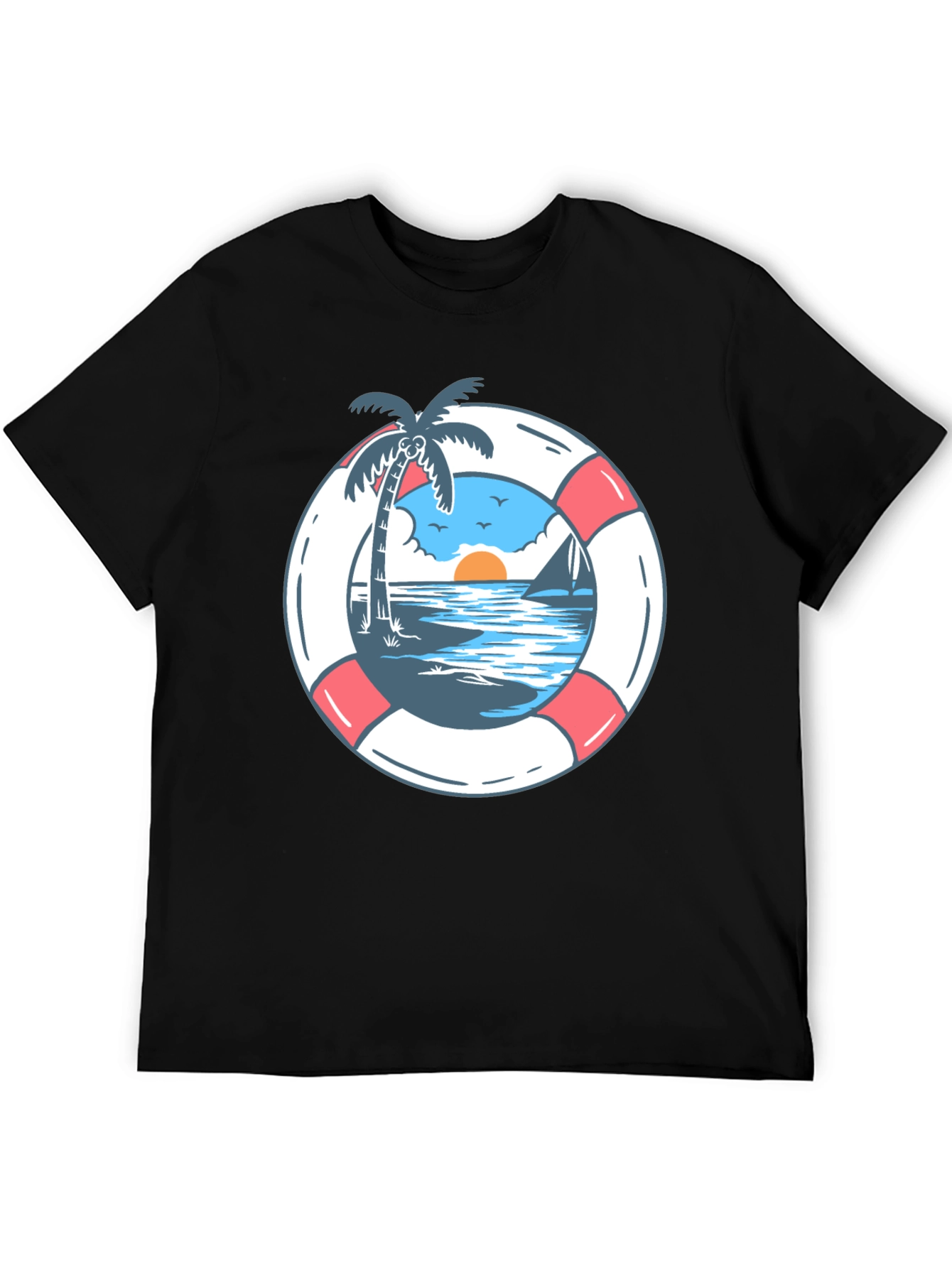 Tropical Beach Life Preserver Graphic Tee - 5