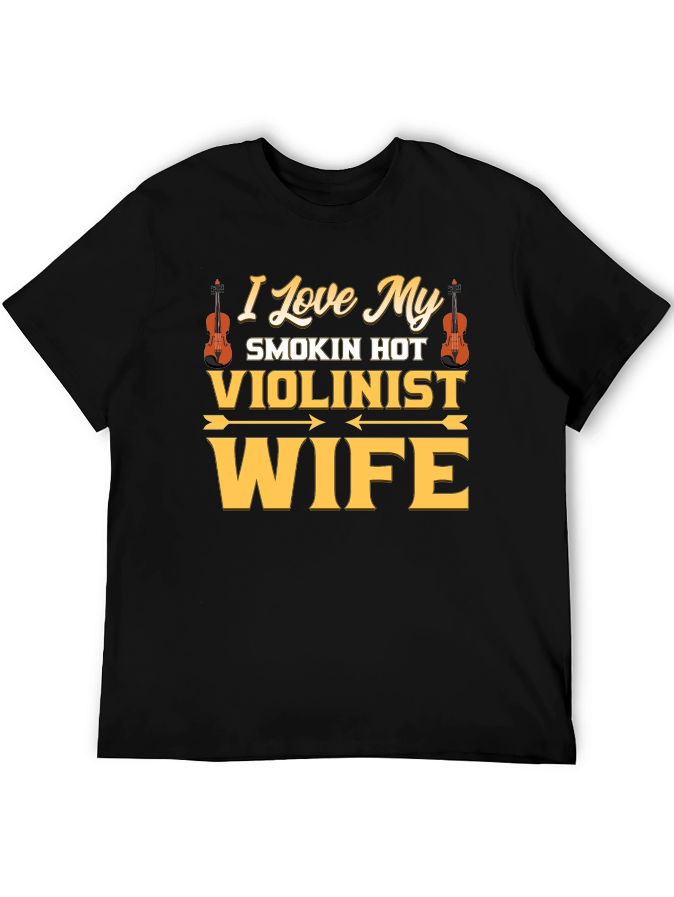 Black I Love My Smokin' Hot Violinist Wife T-Shirt view 5