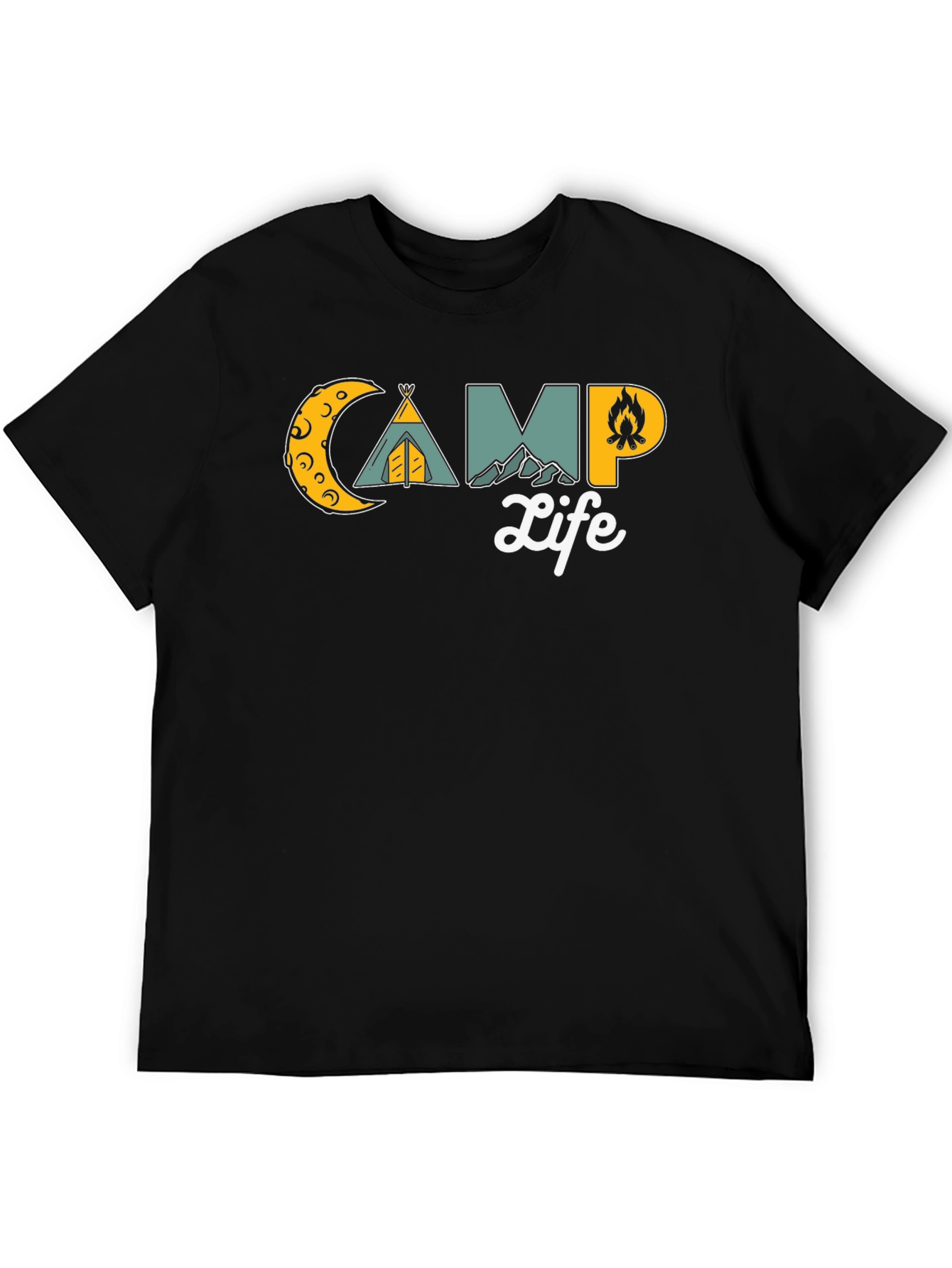 Black Camp Life Graphic T-Shirt - Black Casual Tee view 5