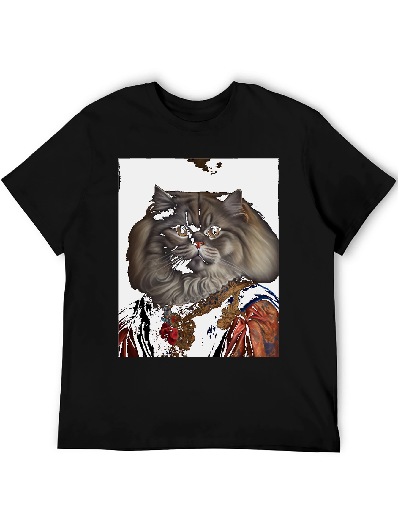 Black Renaissance Cat Graphic T-Shirt view 5