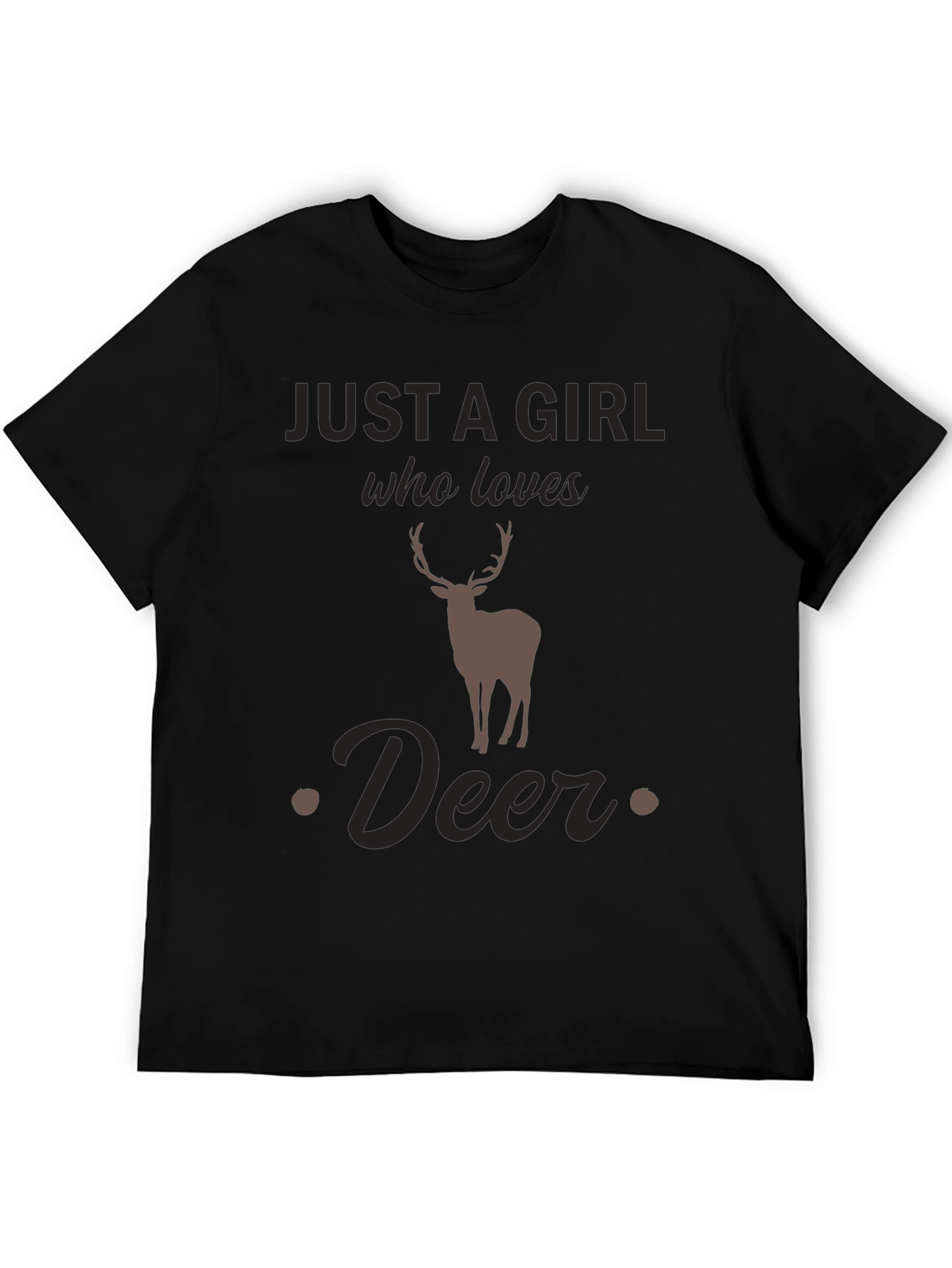Black Just a Girl Who Loves Deer T-Shirt - Unisex view 5