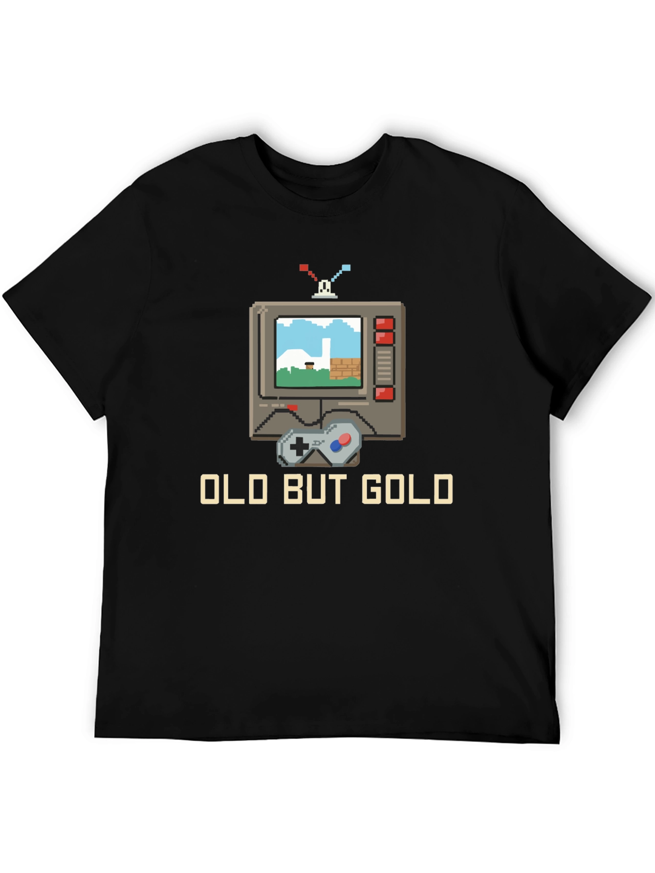 Black Retro Gaming T-Shirt - Old But Gold view 5
