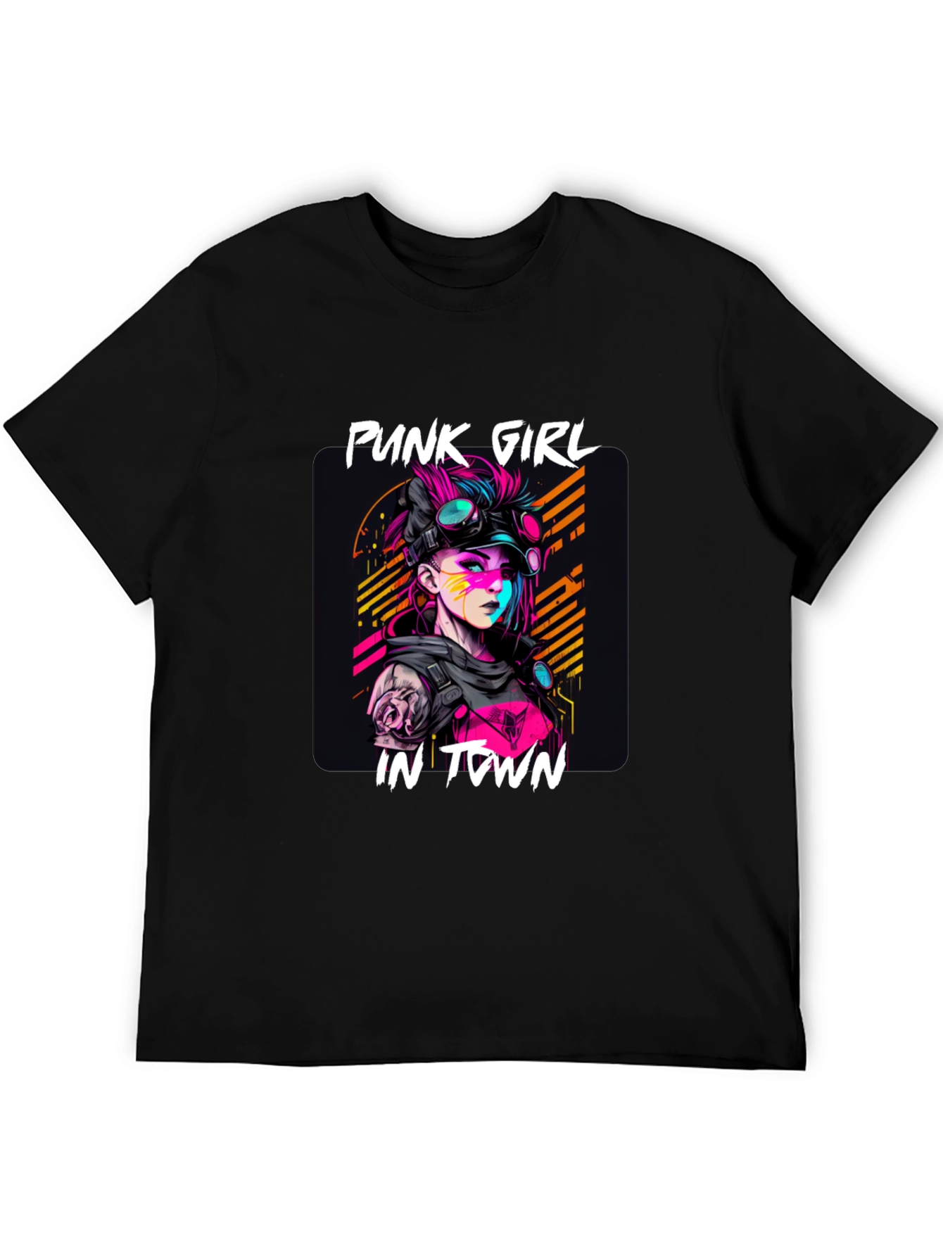 Black Punk Girl in Town Graphic Tee - Stylish Unisex T-Shirt view 5