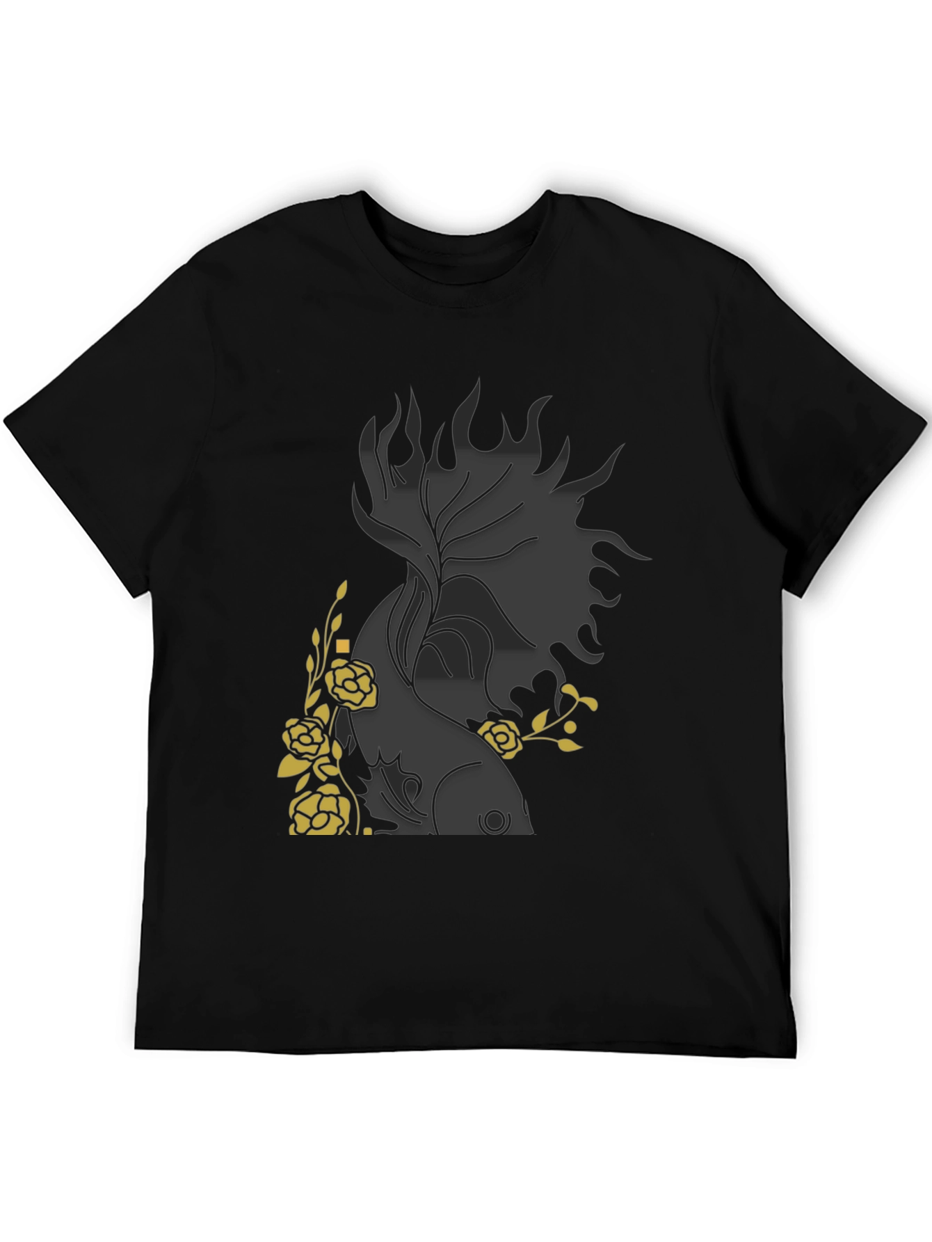 Black Floral Fish Graphic Black T-Shirt view 5