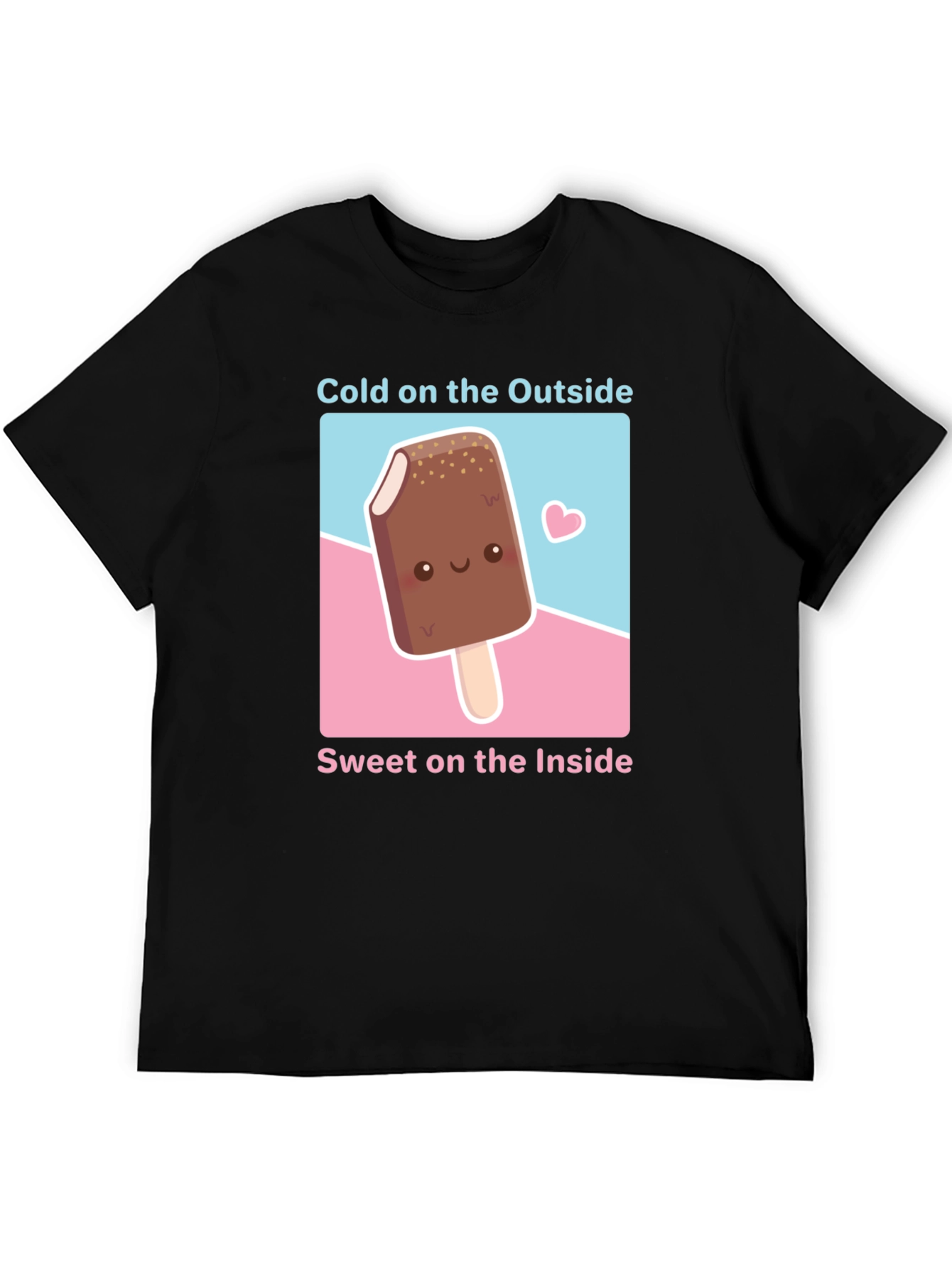 Black Cute Ice Cream T-Shirt - Cold Outside, Sweet Inside view 5
