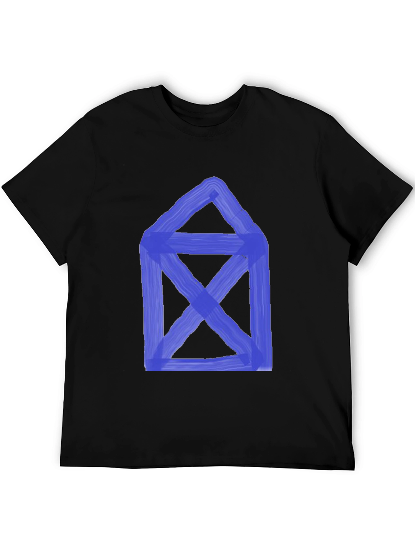 Black Abstract Blue Graphic Print Black T-Shirt view 5