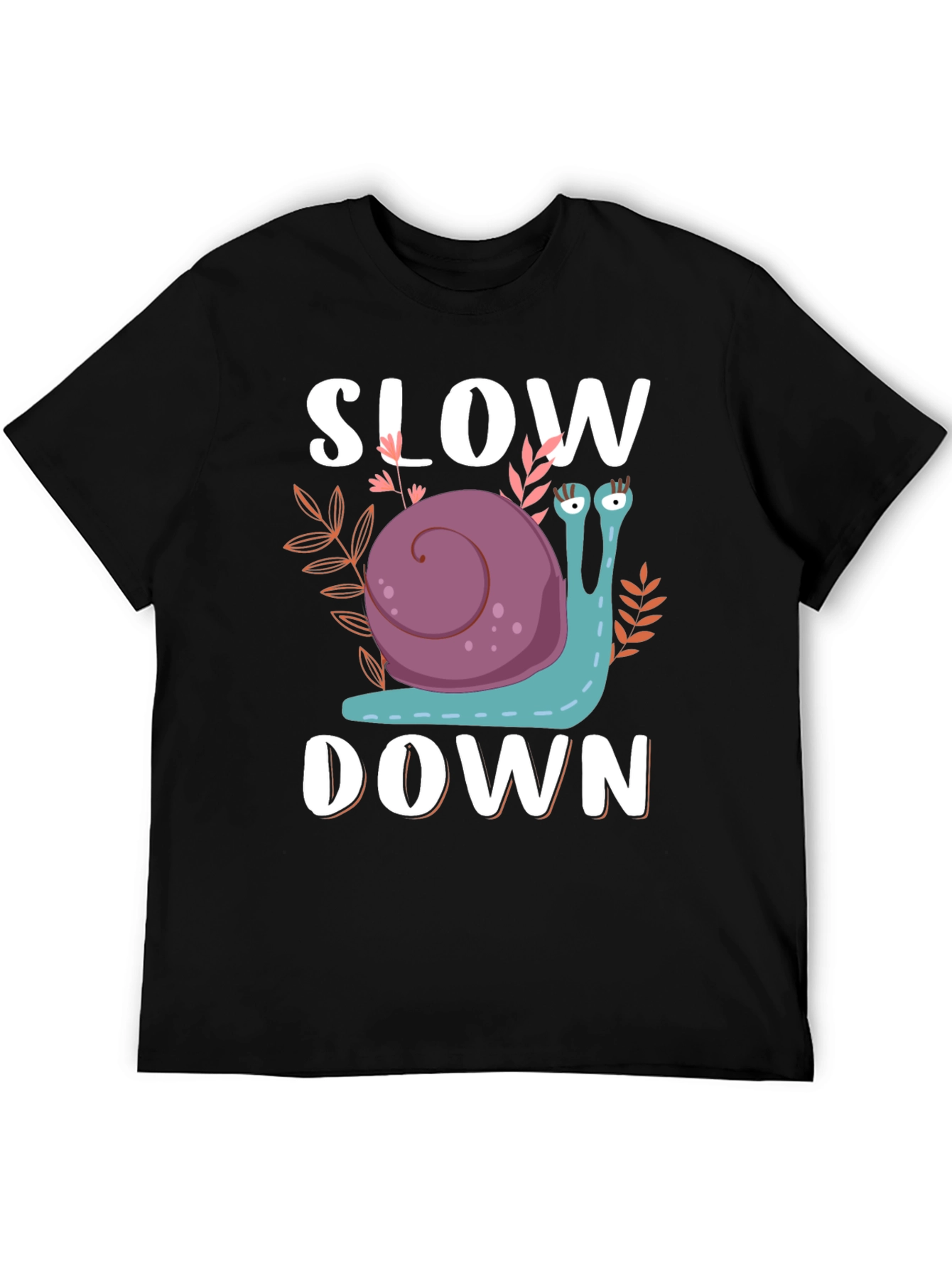 Black Slow Down Snail Graphic T-Shirt view 5