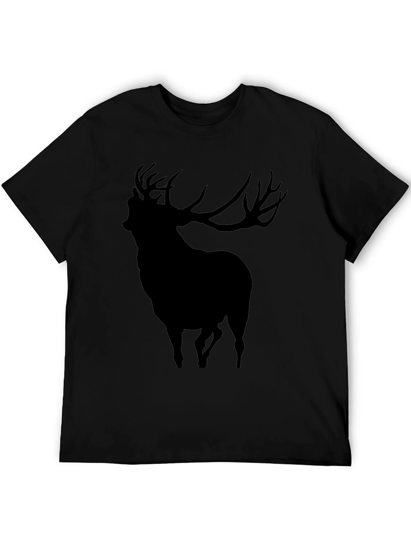 Black Men's Black Deer Graphic T-Shirt view 5