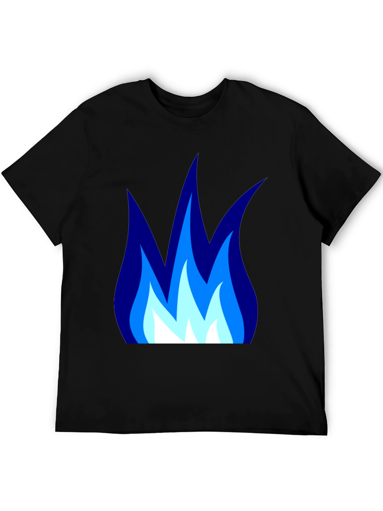 Black Blue Flame Graphic Black T-Shirt - Cool Casual Tee view 5